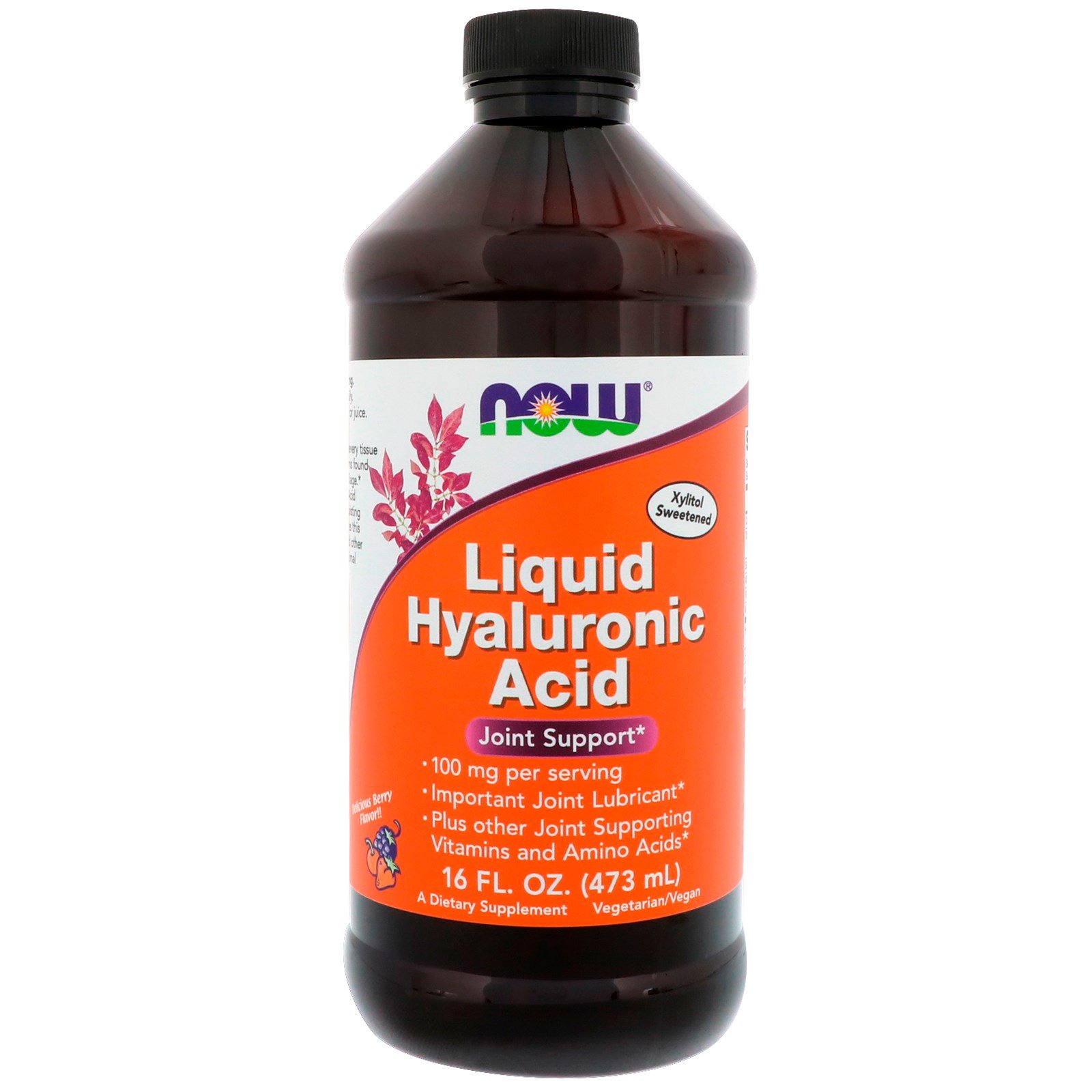 Now Foods, Ácido Hialurônico Líquido, Sabor de Frutas, 100 mg, 473 ml