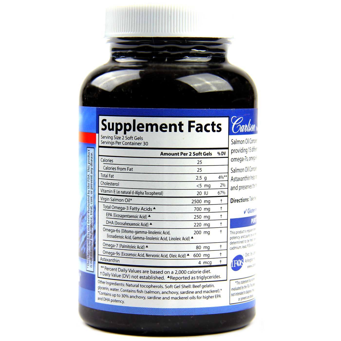 Carlson Labs Óleo de salmão completos 60 Cápsulas - Imagem 2