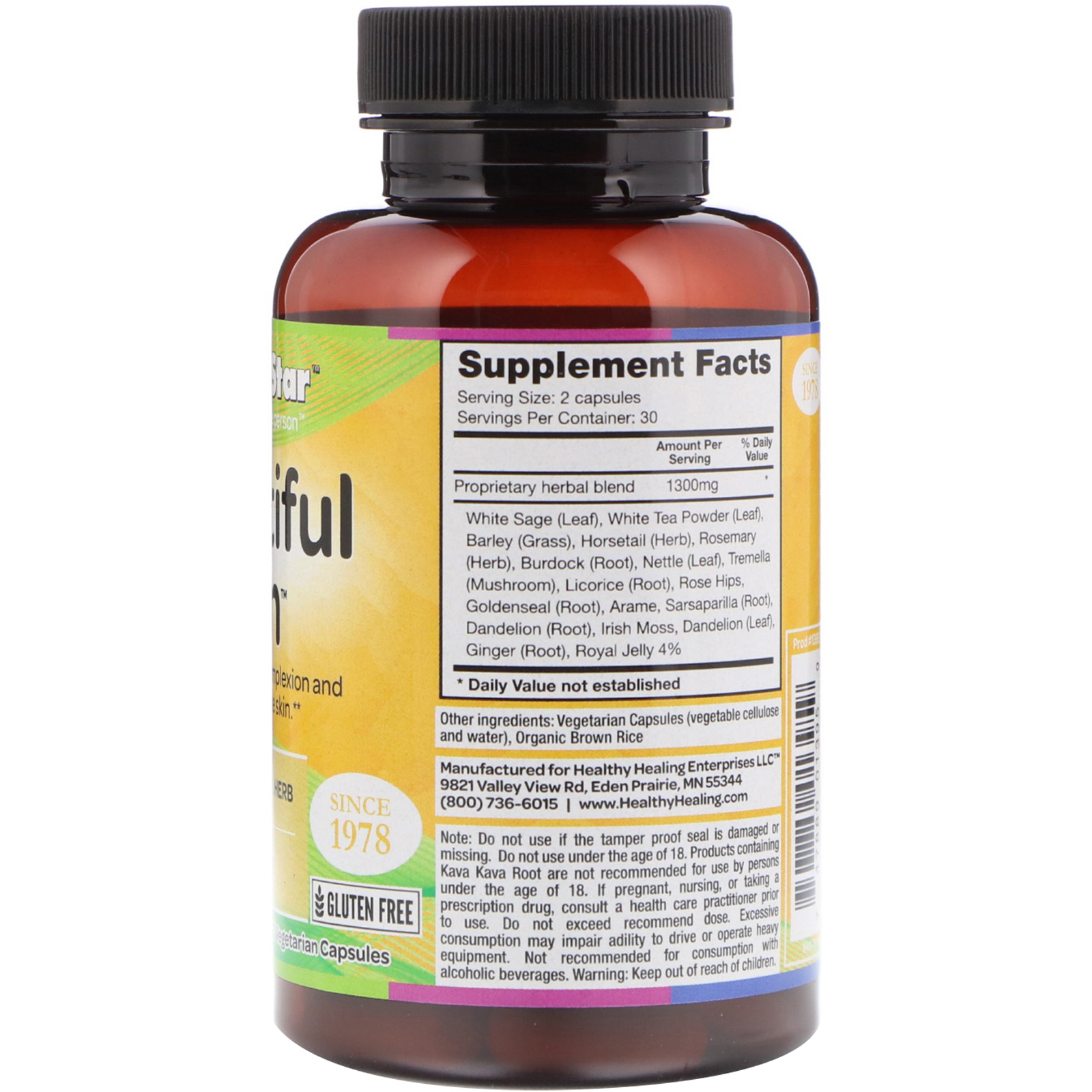 Crystal Star, Beautiful Skin, 60 Cápsulas Vegetais - Imagem 2