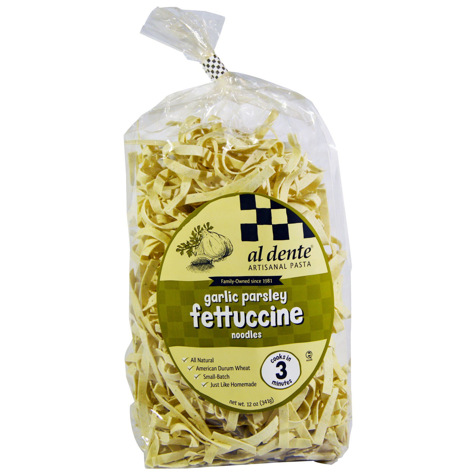 Al Dente Pasta, Noodles Fettuccine de Salsa de Alho, 12 oz (341 g)