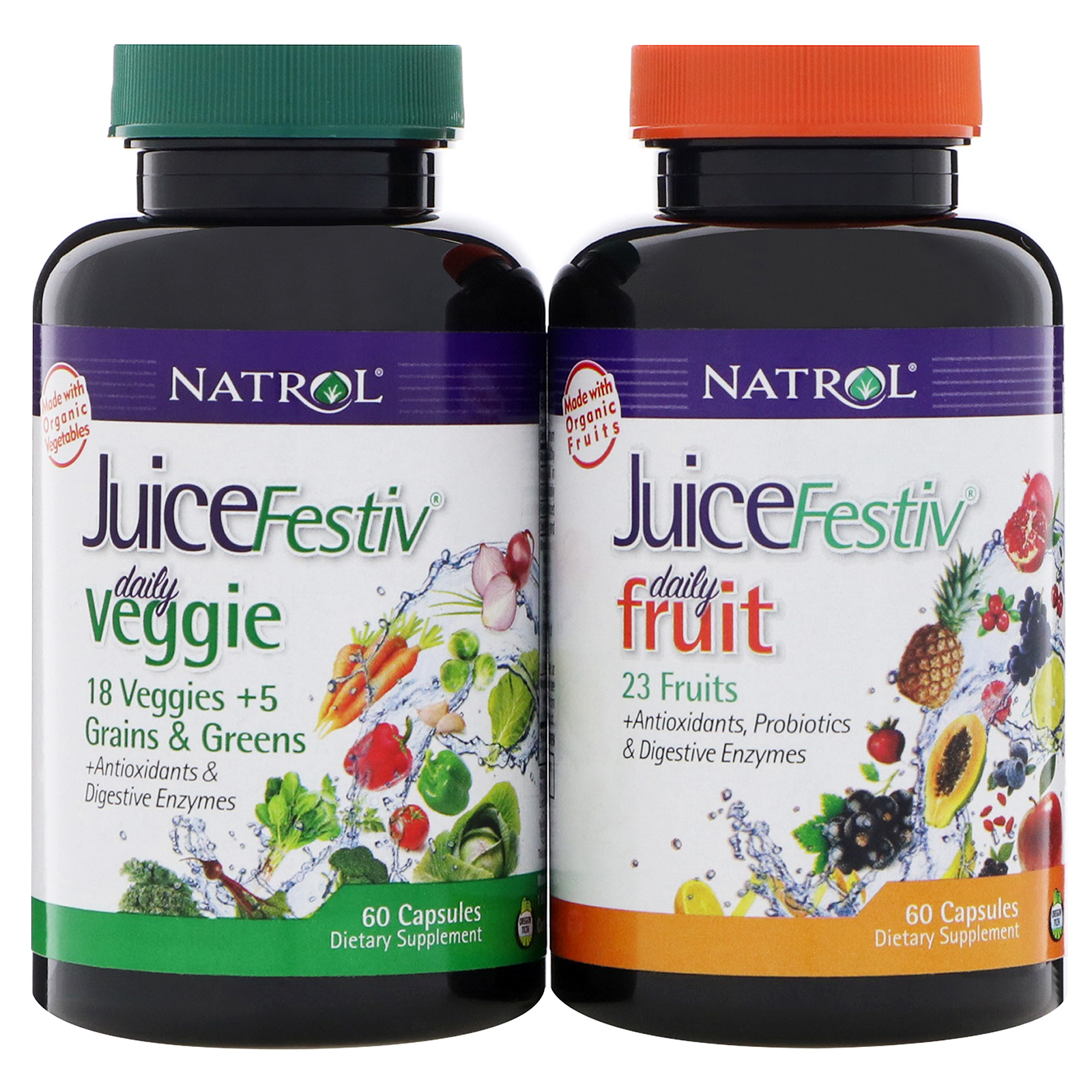 Natrol, JuiceFestiv, 2 Vasilhas, 60 Capsulas Cada - Imagem 3