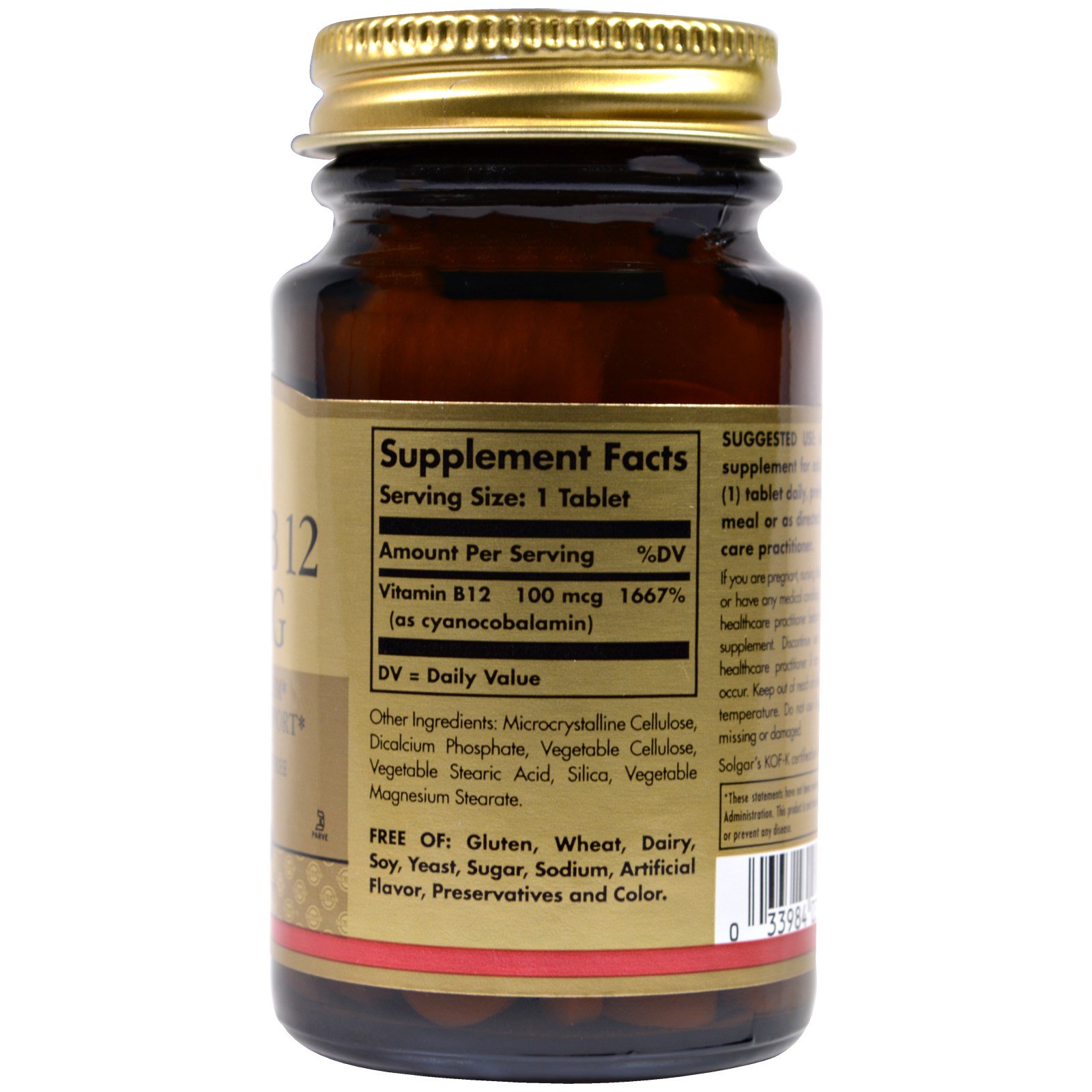 Solgar, Vitamina B12, 100 mcg, 100 comprimidos - Imagem 2