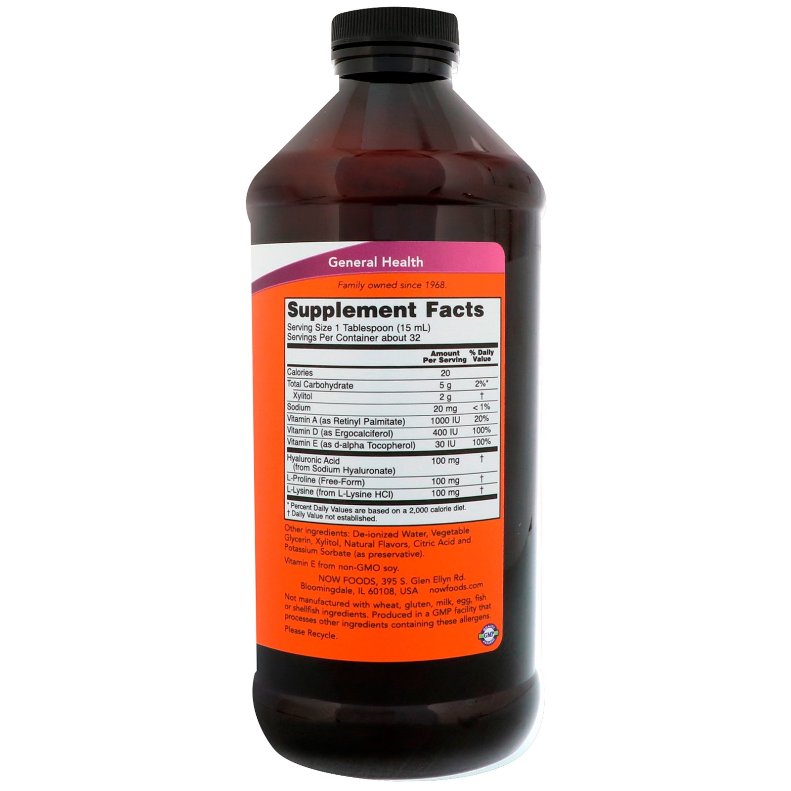 Now Foods, Ácido Hialurônico Líquido, Sabor de Frutas, 100 mg, 473 ml - Imagem 2