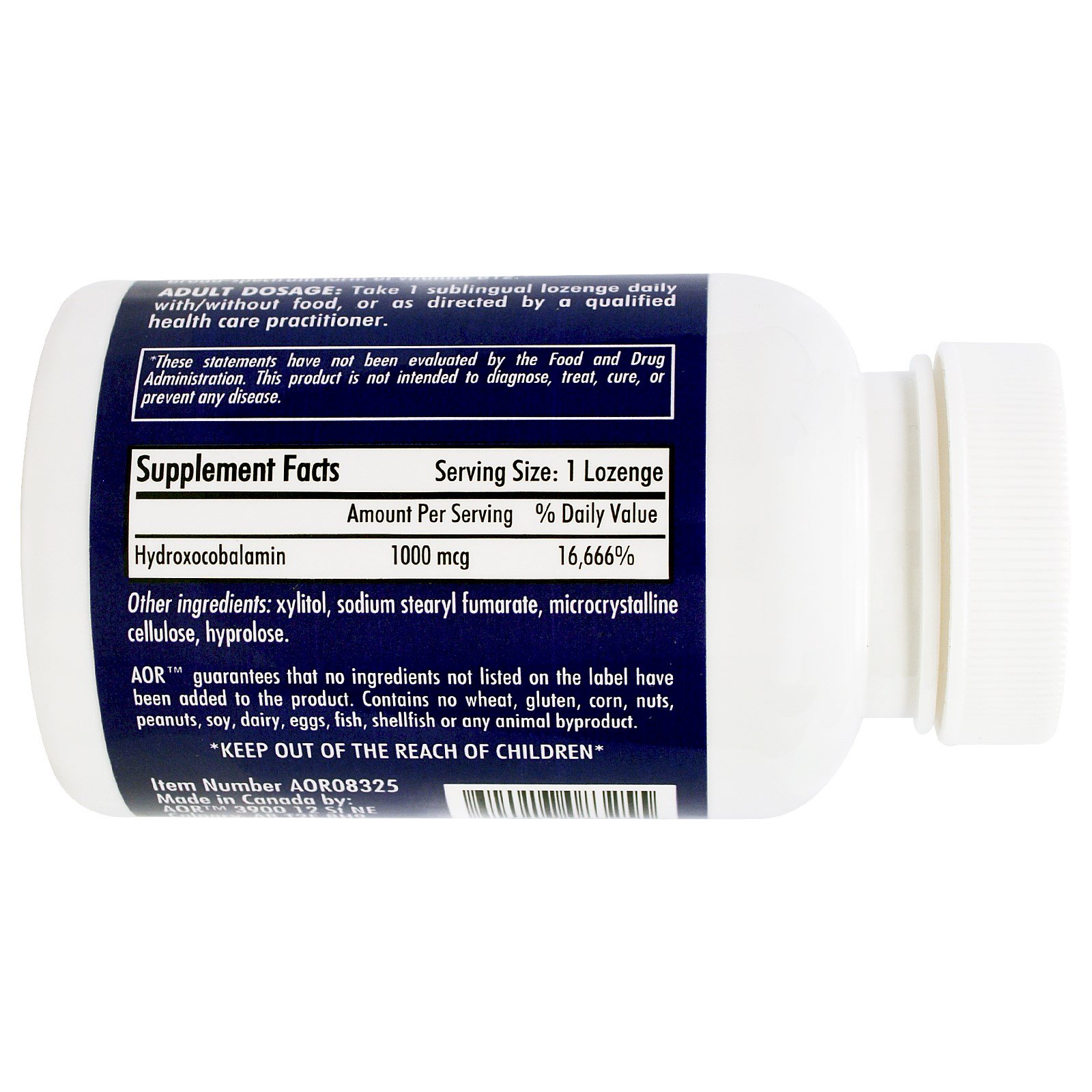 Advanced Orthomolecular Research AOR, Série Clássica, Hidroxi B12, 60 Pastilhas - Imagem 2