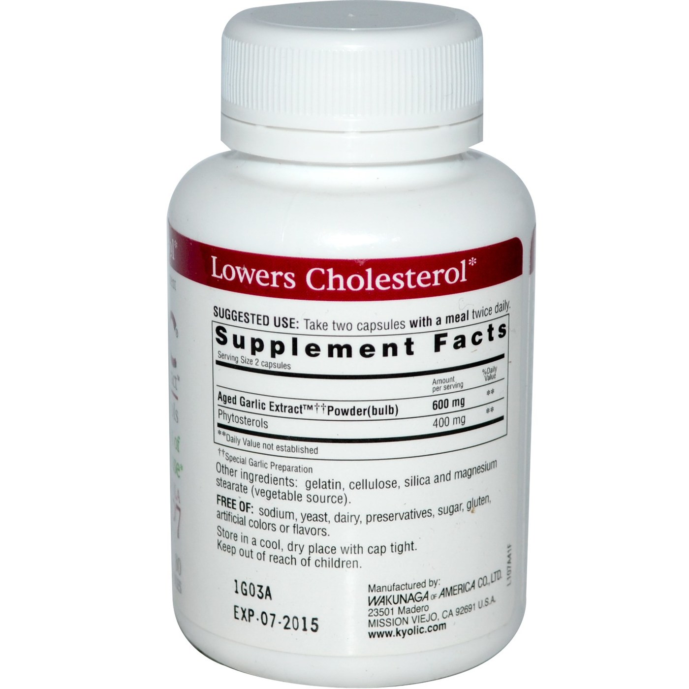 Kyolic Kyolic Formula 107 Phytosterols 80 Cápsulas - Imagem 2