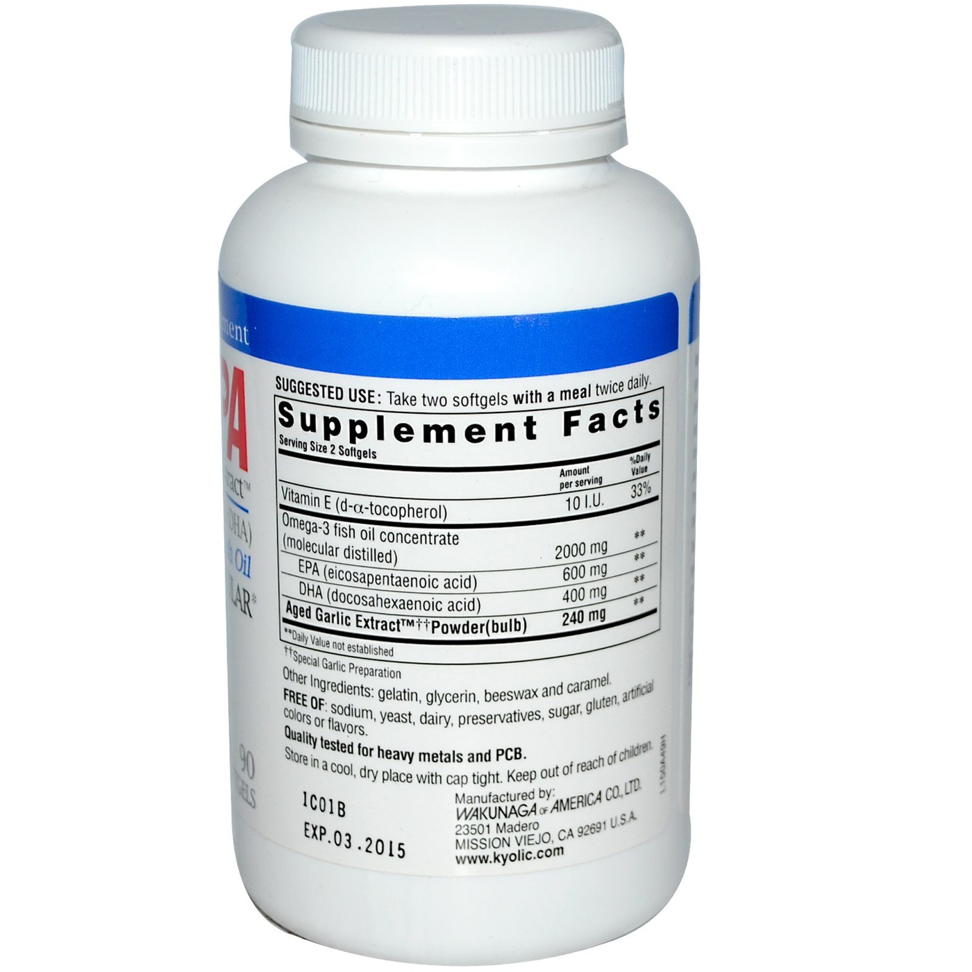 Kyolic Kyolic-EPA (óleo de peixe) 90 Cápsulas - Imagem 2