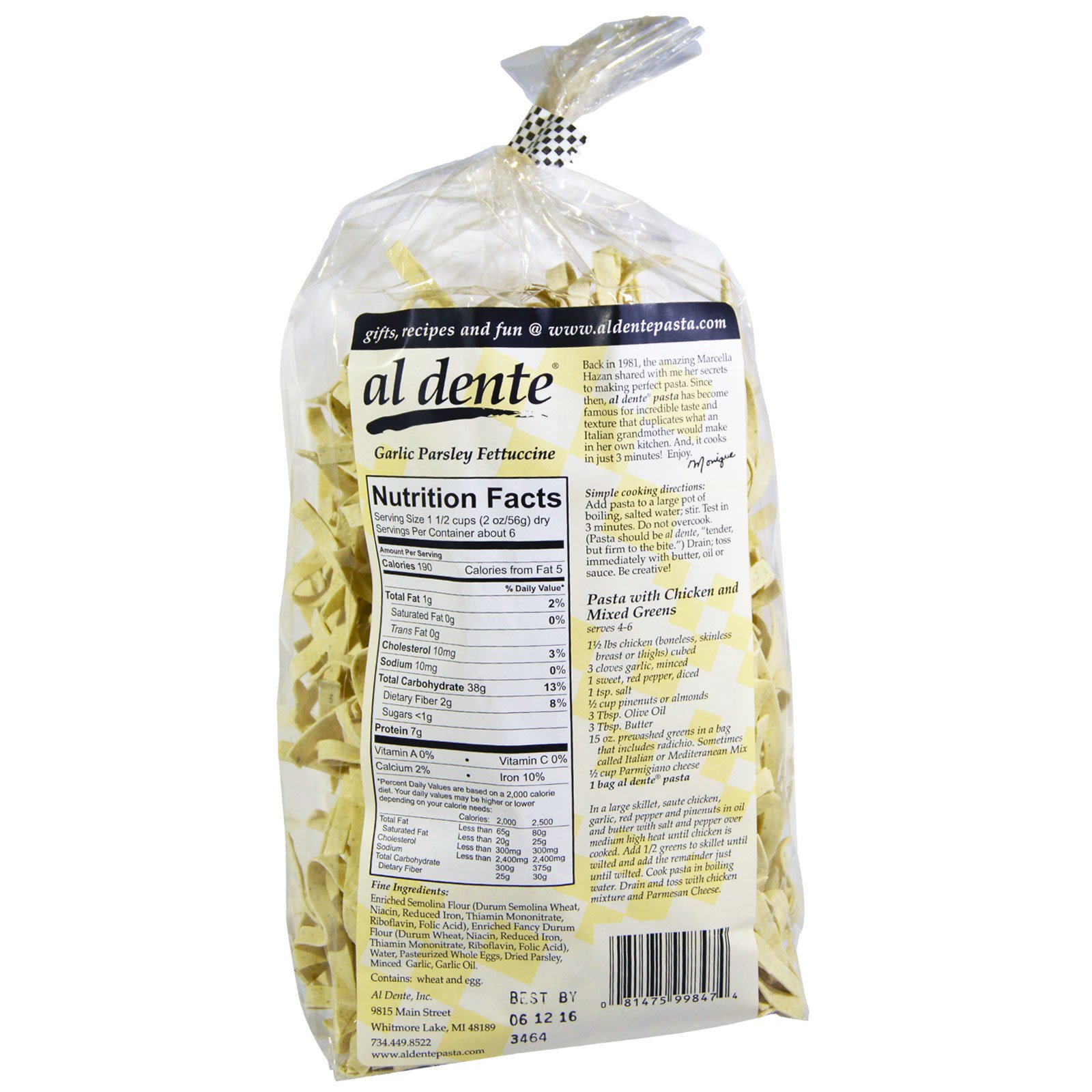 Al Dente Pasta, Noodles Fettuccine de Salsa de Alho, 12 oz (341 g) - Imagem 2