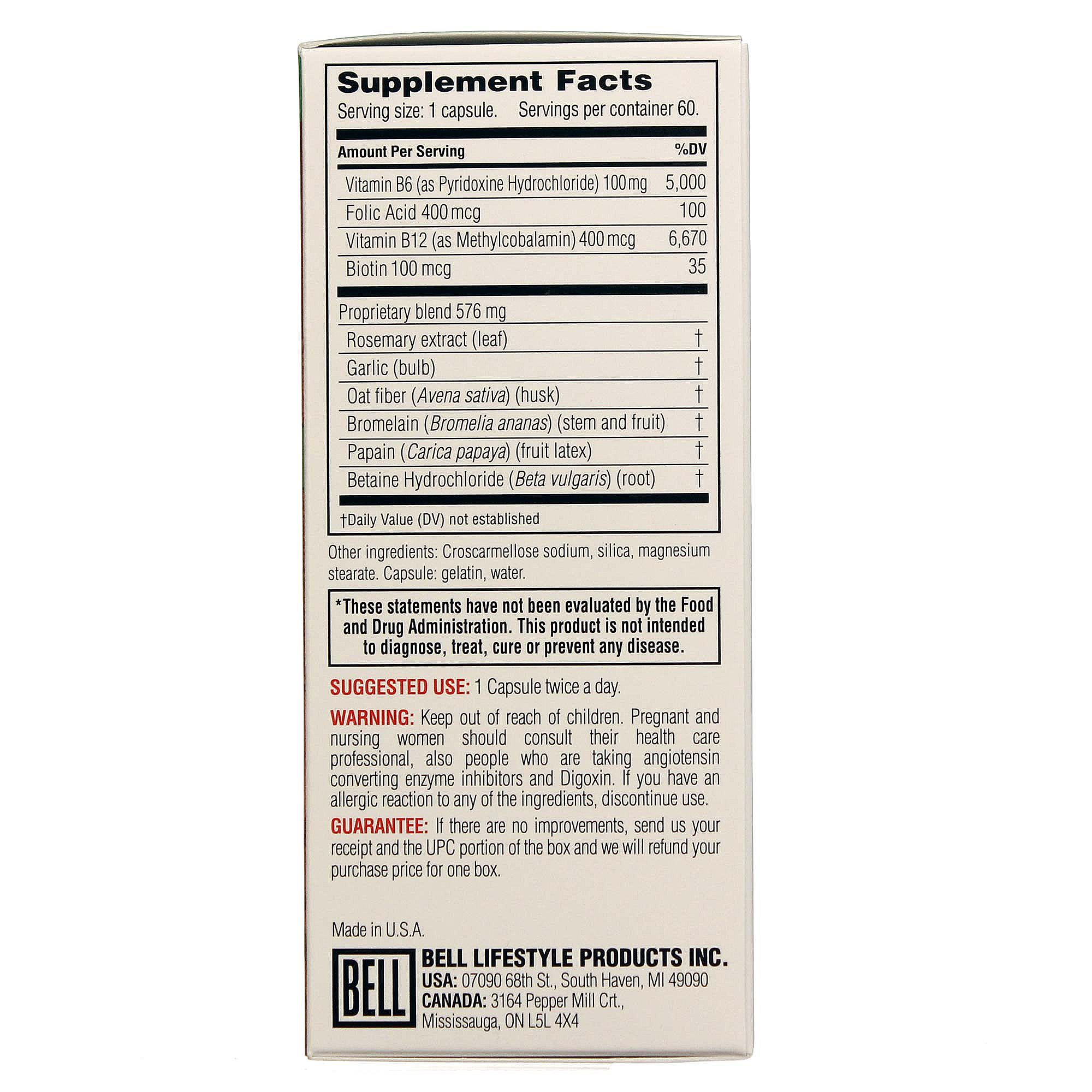 Bell A homocisteína Balance 60 Cápsulas - Imagem 2