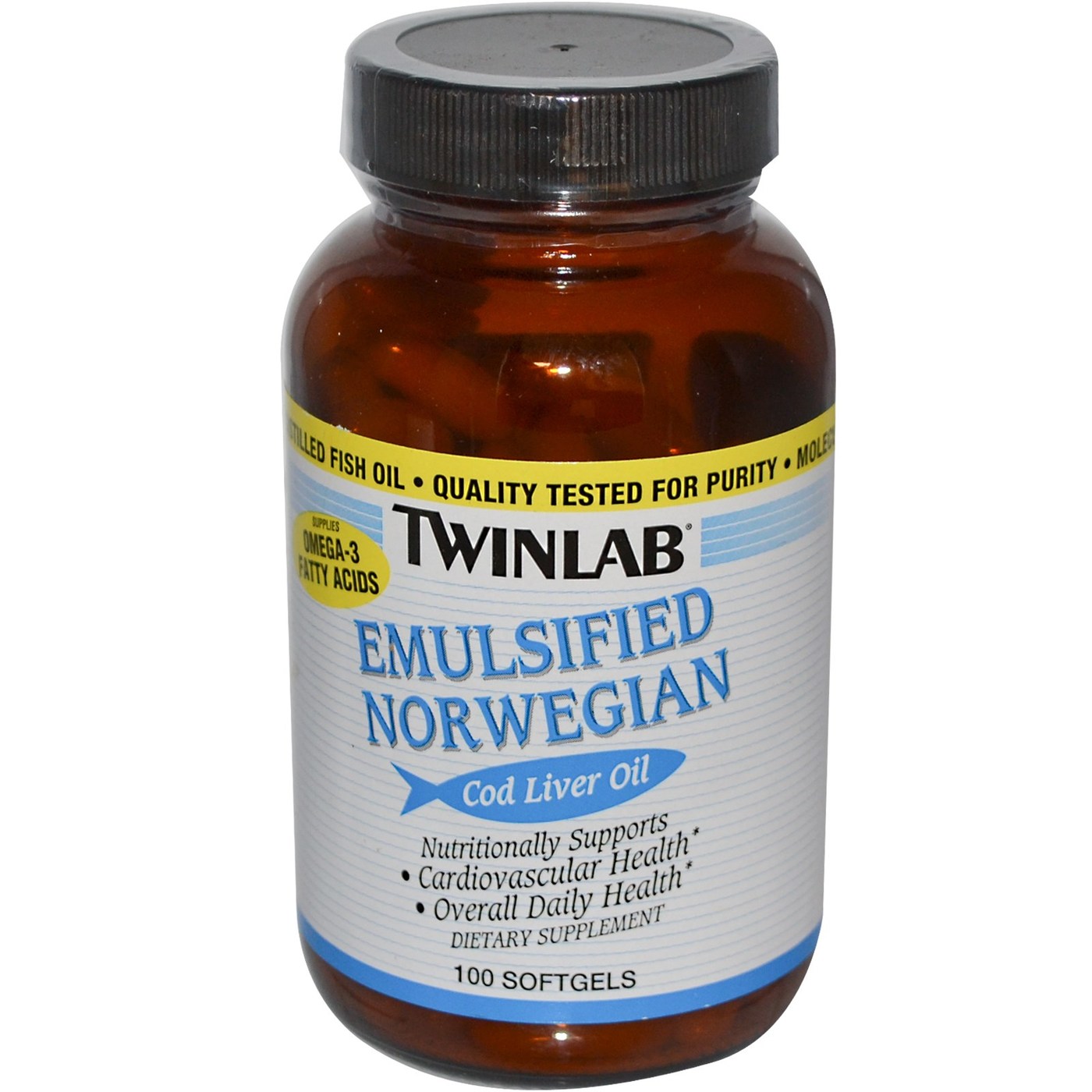 Twinlab Emulsionados norueguês Óleo de Fígado de Bacalhau 100 Cápsulas