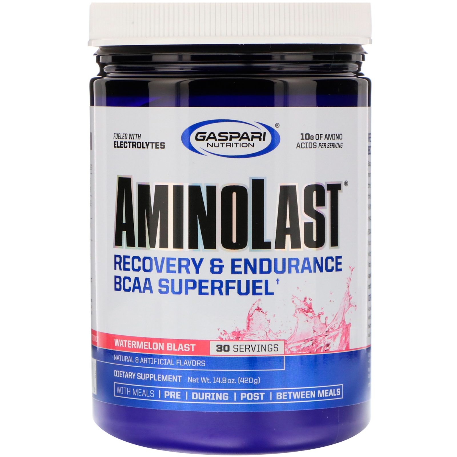 Gaspari Nutrition, Aminolast, Recuperação e Resistência, Supercombustível BCAA, Explosão de Melancia, 14,8 oz (420 g)
