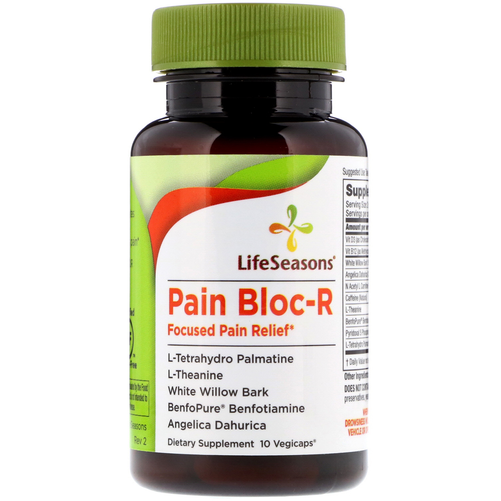 Life Seasons, Pain Bloc-R, Focused Pain Relief, 10 Vegetarian Capsules
