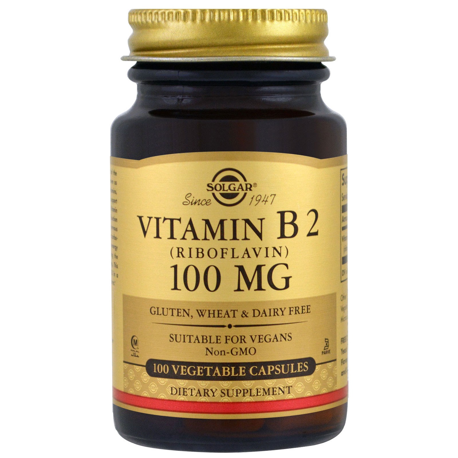 Solgar, Vitamina B2, 100 mg, 100 cápsulas vegetarianas