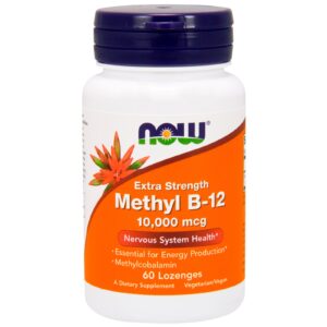 Now Foods, Methyl B-12, Força Extra, 10,000 mcg, 60 Pastilhas