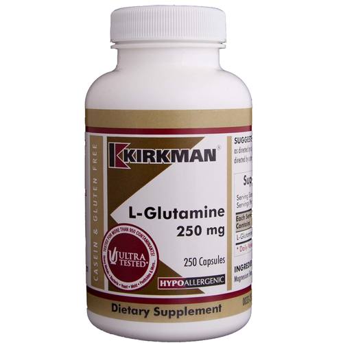Kirkman Labs L-Glutamina 250 Mg, Hipoalergênico - 250 Cápsulas Vegetarianas