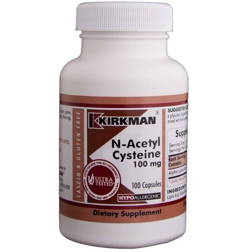 Kirkman Labs N-Acetyl Cisteína 100 Mg, Hipoalergênico - 100 Cápsulas Vegetarianas