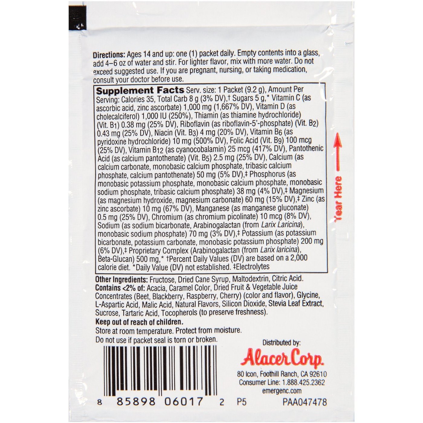 Alacer Emergen-C Imunológico mais, Framboesa - 30 packets - Imagem 3