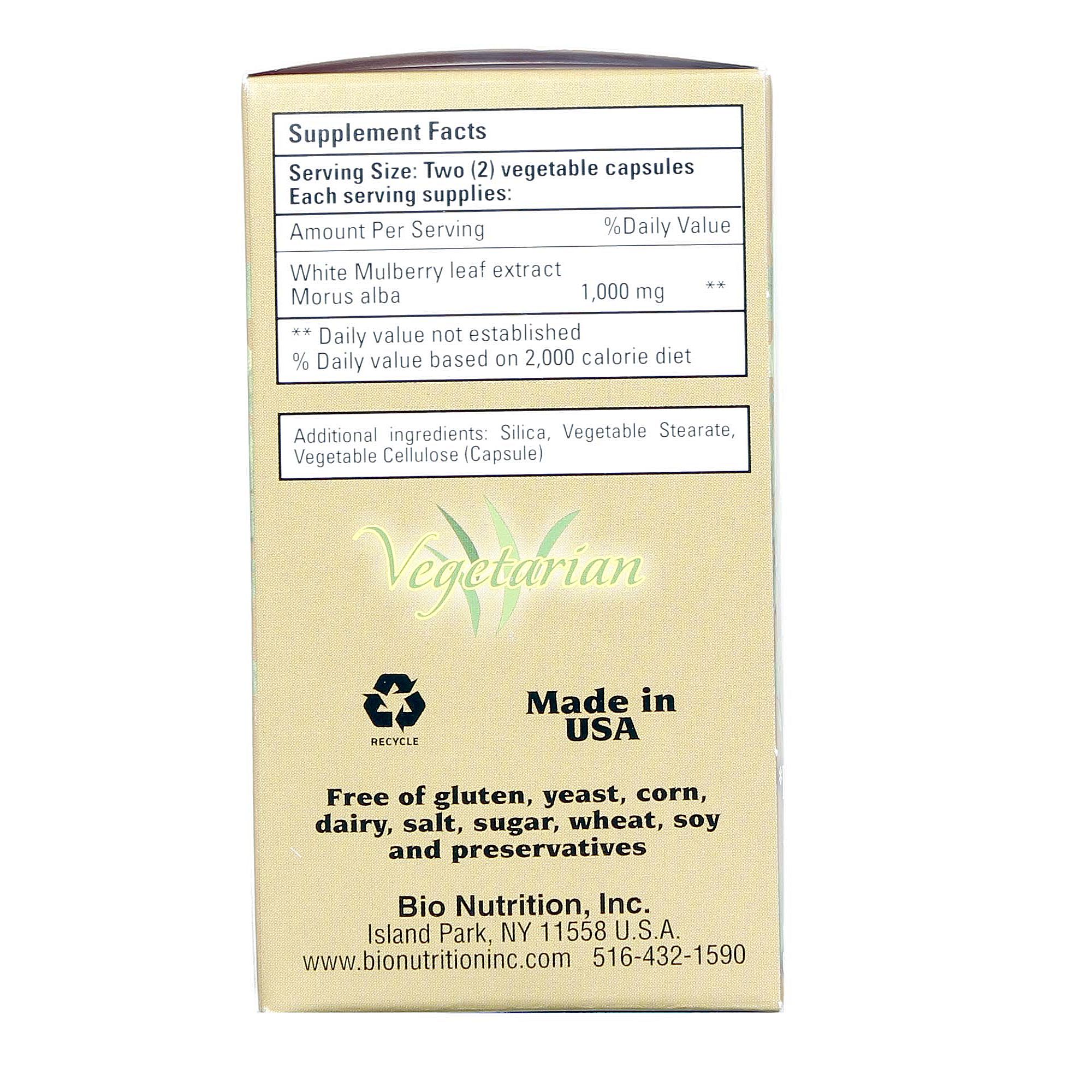 Bio Nutrition White Mulberry Extrato de folha de 60 Cápsulas Vegetarianas - Imagem 2