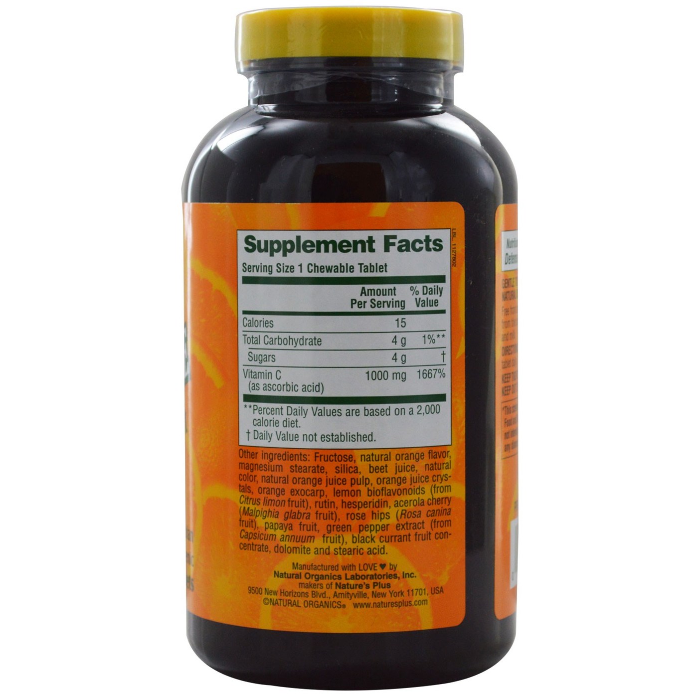 Nature's Plus Sumo de Laranja 1000 mg 60 mastiga - Imagem 2