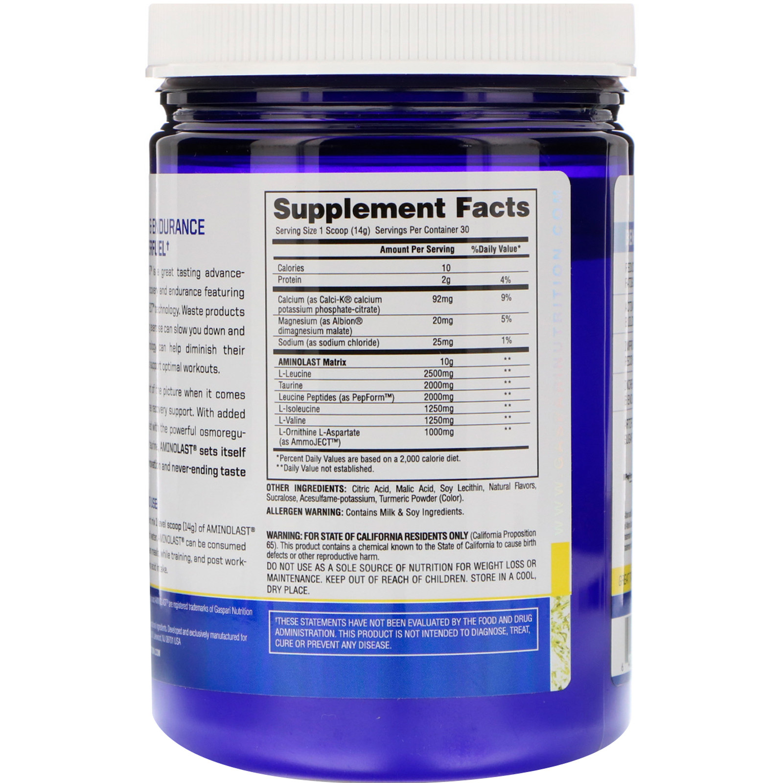 Gaspari Nutrition, Aminolast, Supercombustível de BCAA para Recuperação e Resistência, Limonada, 14,8 oz (420 g) - Imagem 2