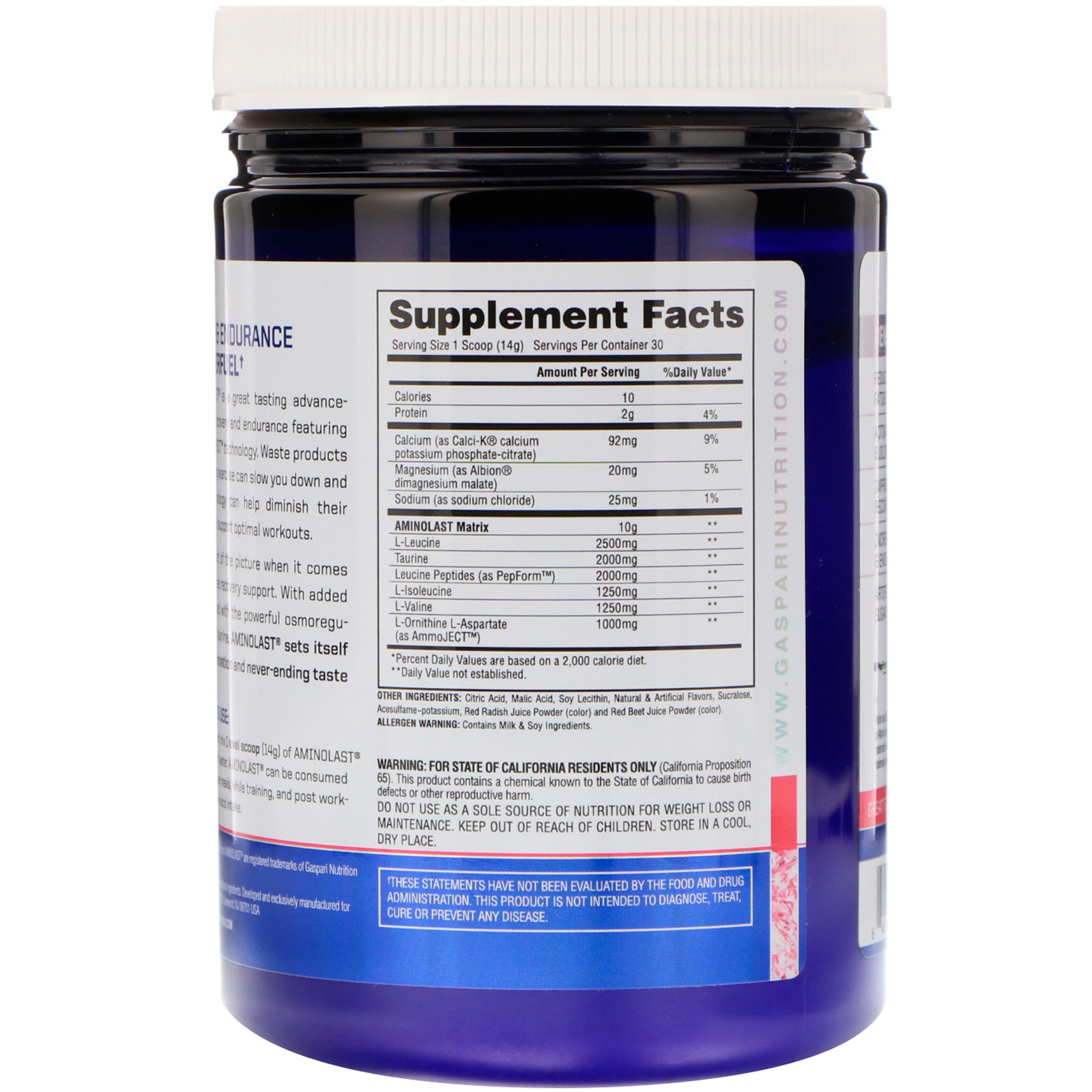 Gaspari Nutrition, Aminolast, Recuperação e Resistência, Supercombustível BCAA, Explosão de Melancia, 14,8 oz (420 g) - Imagem 2