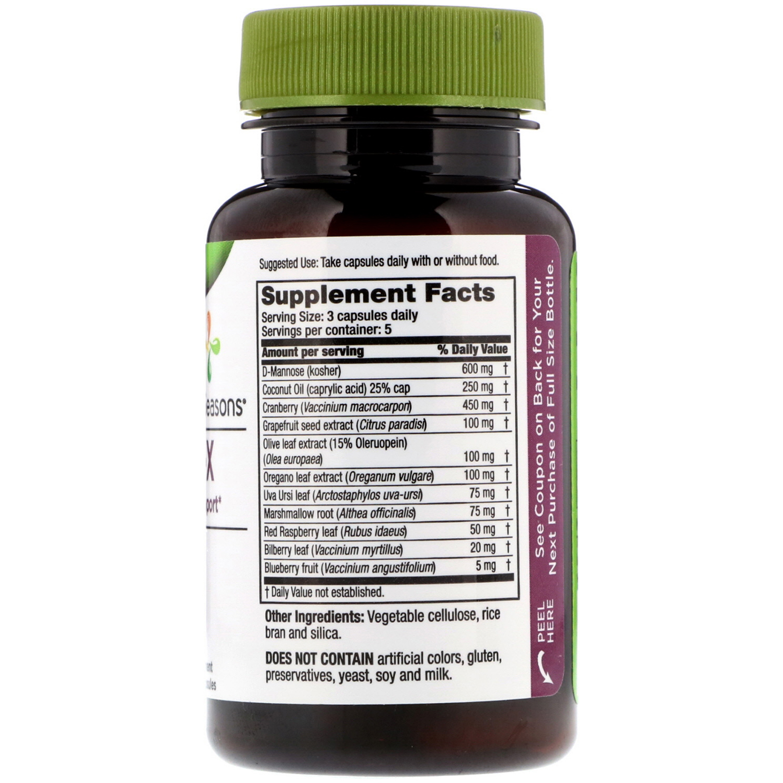 Life Seasons, Urinari-X Urinary/Yeast Support, 15 Vegetarian Capsules - Imagem 2