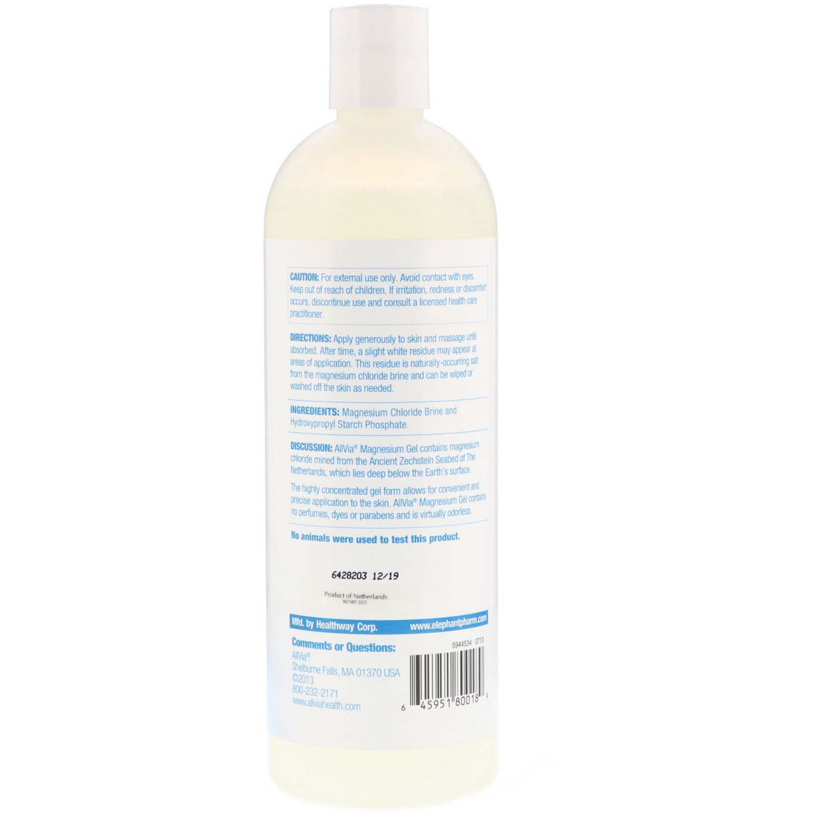AllVia, Magnesium Gel , 16 oz (473 ml) - Imagem 2