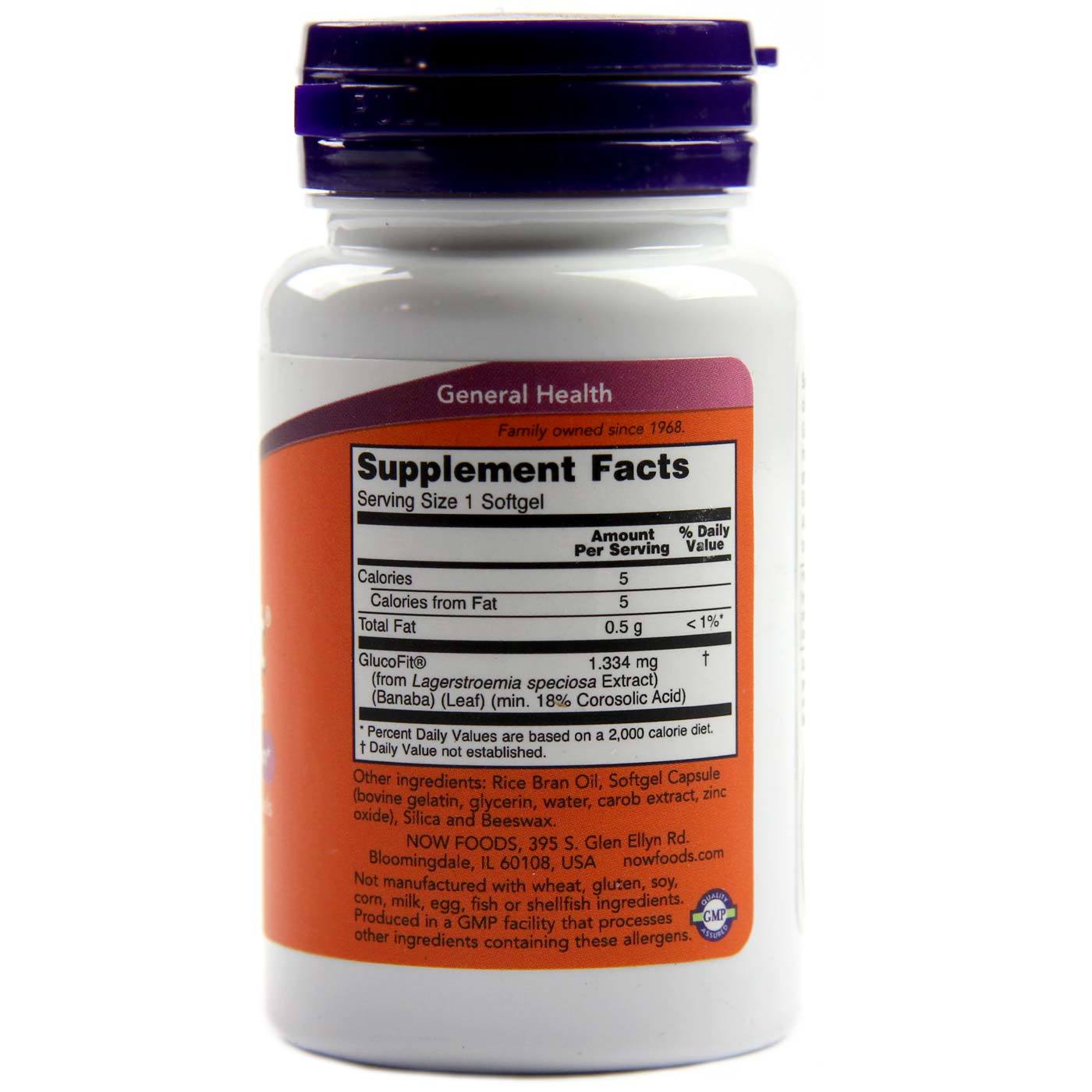 GlucoFit 18% Ácido Corosólico Now Foods 60 Cápsulas em Gel - Imagem 2