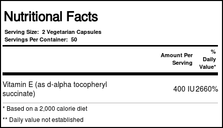 Vital Nutrients E Succinate 400 IU - 100 Capsules - Imagem 2