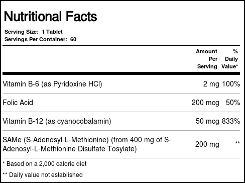 SAMe 200 mg Now Foods 60 Tabletes - Imagem 4