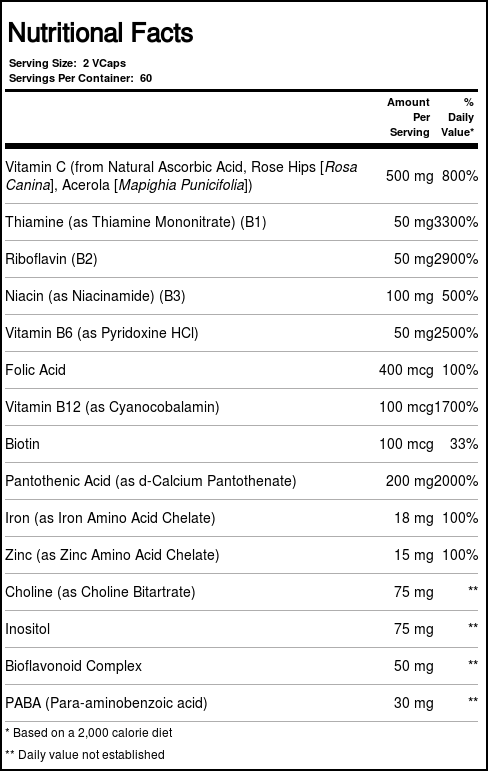 Solaray B-Estresse mais ferro e zinco 120 Cápsulas Vegetarianas - Imagem 5