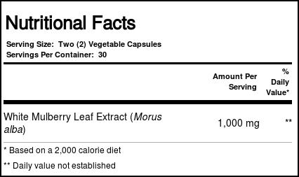 Bio Nutrition White Mulberry Extrato de folha de 60 Cápsulas Vegetarianas - Imagem 4