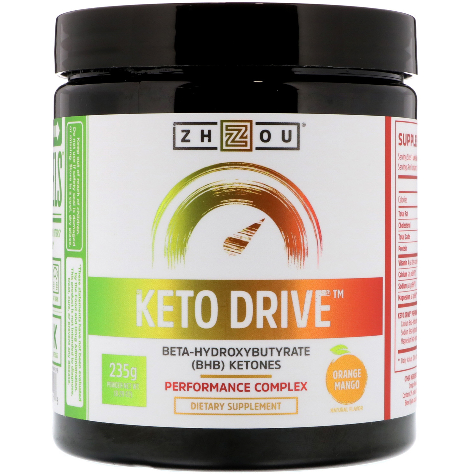 Zhou Nutrition, Keto Drive, Laranja e Manga, 235 g