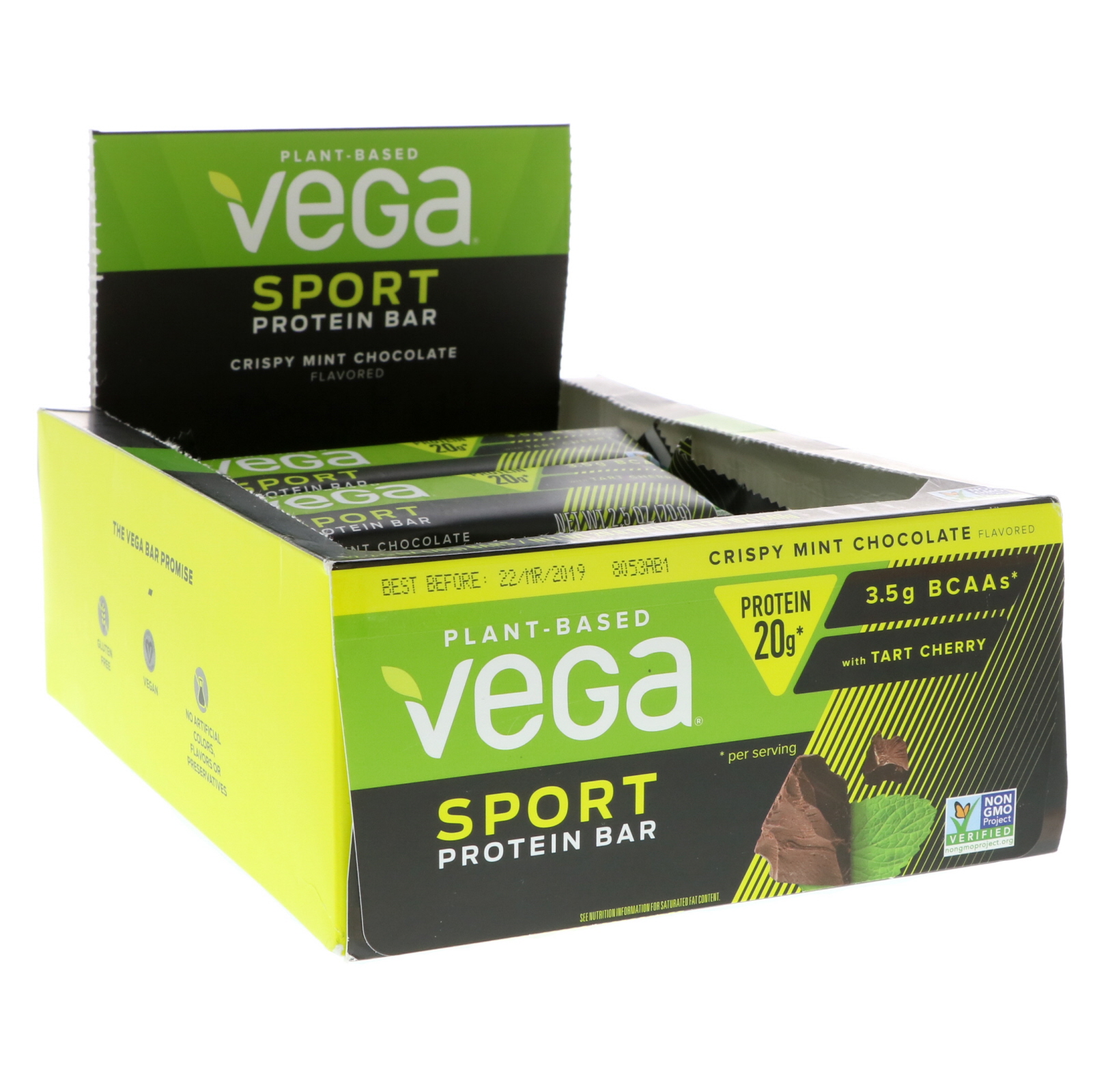 Vega, Esporte, Barra de Proteínas, Chocolate Crocante com Menta, 12 Barras, 2,5 oz (70 g) Cada