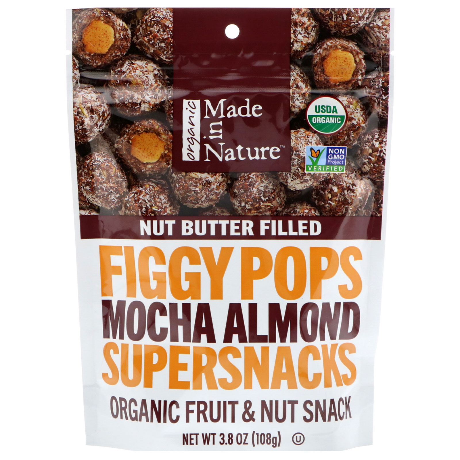 Made in Nature, Organic, Figgy Pops, Supersnacks, Mocha Almond, 3.8 oz (108 g)