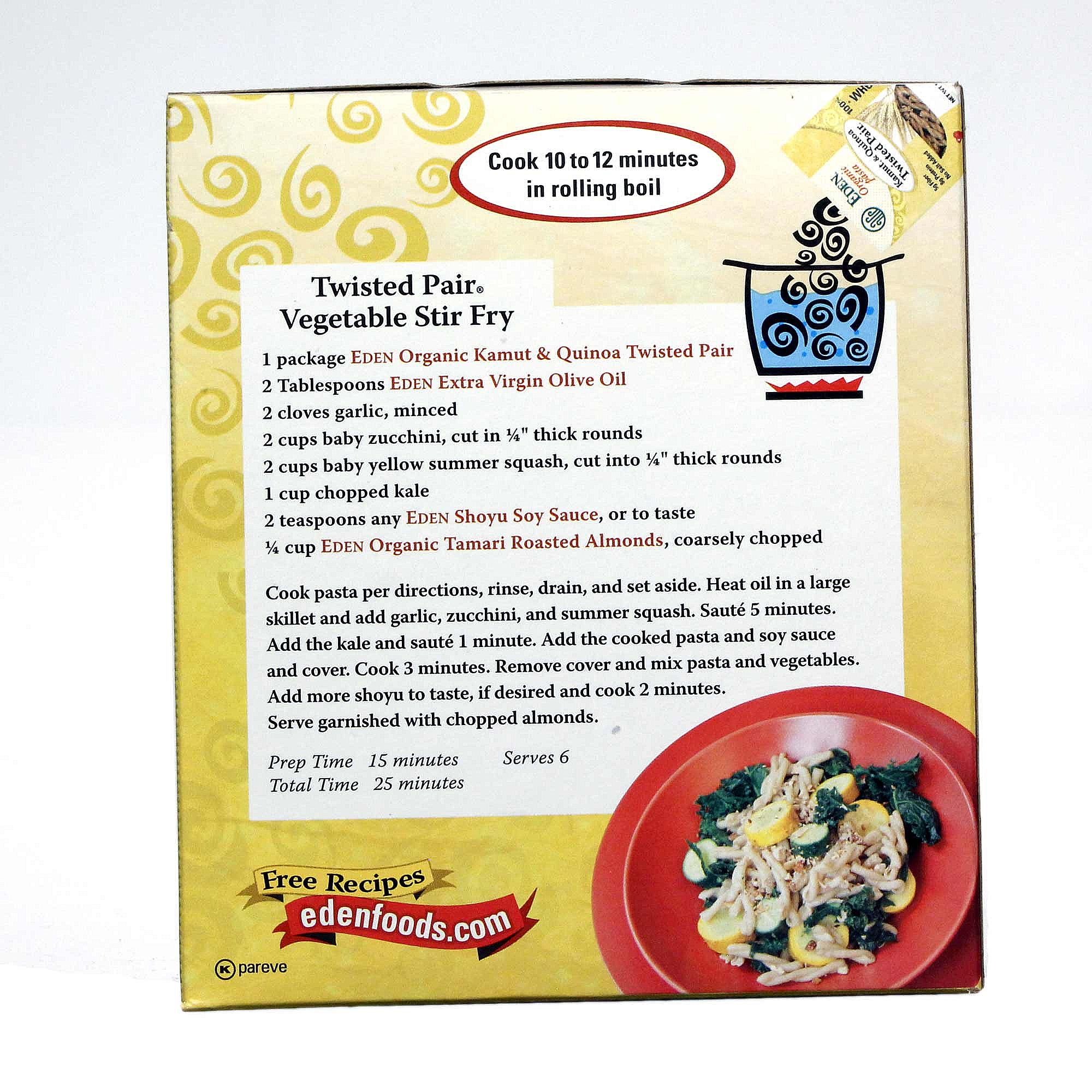 Eden Foods Kamut Orgânica e Quinoa Twisted Pair Pasta (6 Pack) (6) - 12 Caixas oz - Imagem 3