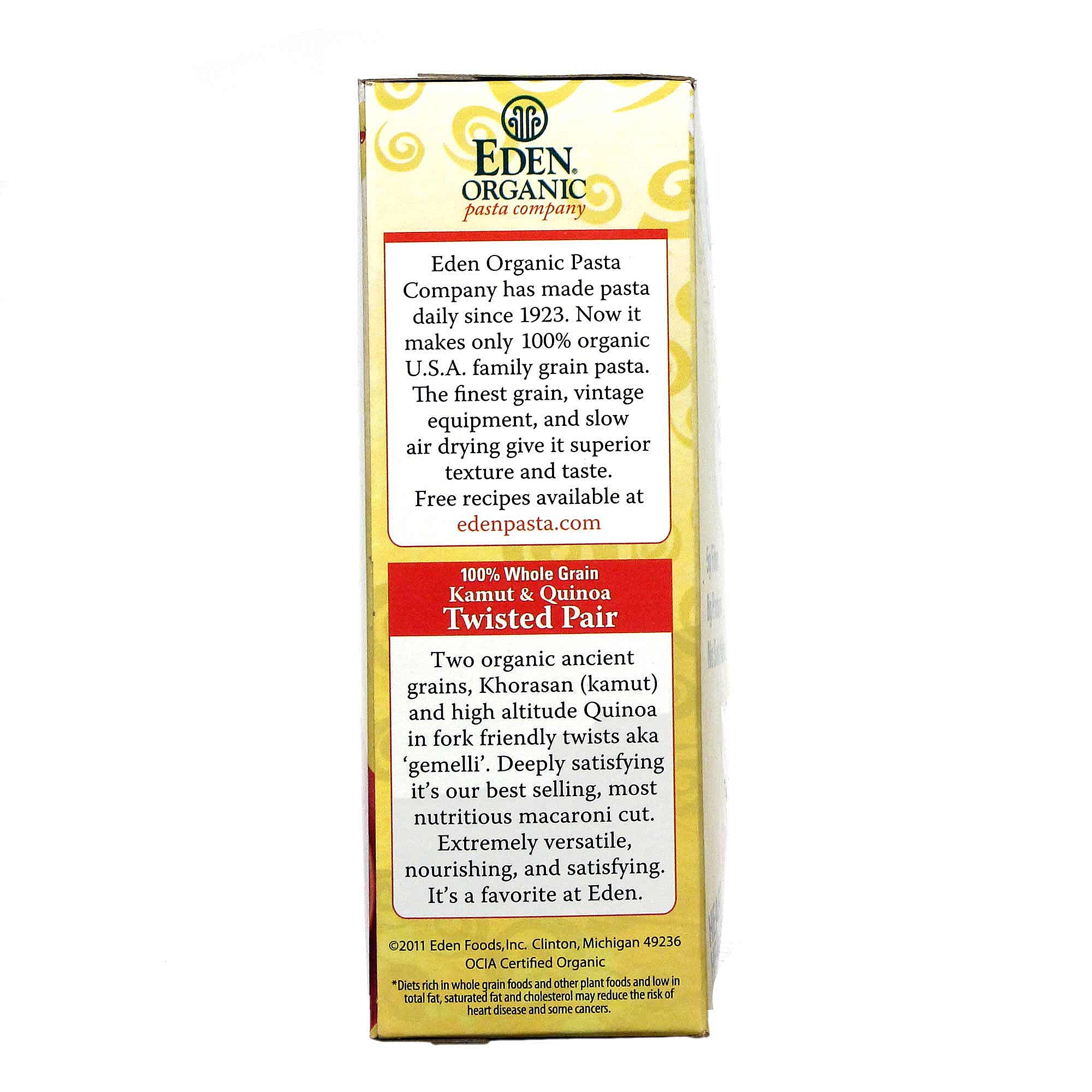 Eden Foods Kamut Orgânica e Quinoa Twisted Pair Pasta (6 Pack) (6) - 12 Caixas oz - Imagem 4