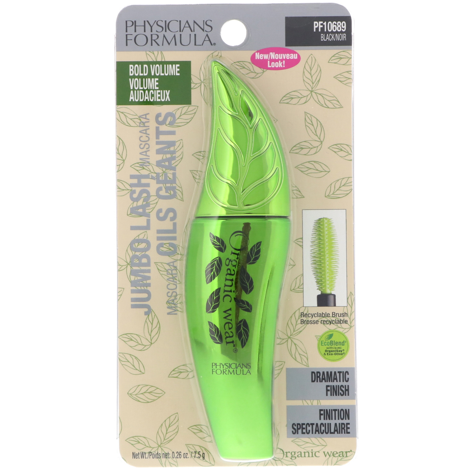 Physician's Formula, Inc., Organic Wear, Jumbo Lash Mascara, Bold Volume, Black, 0.26 oz (7.5 g) - Imagem 2