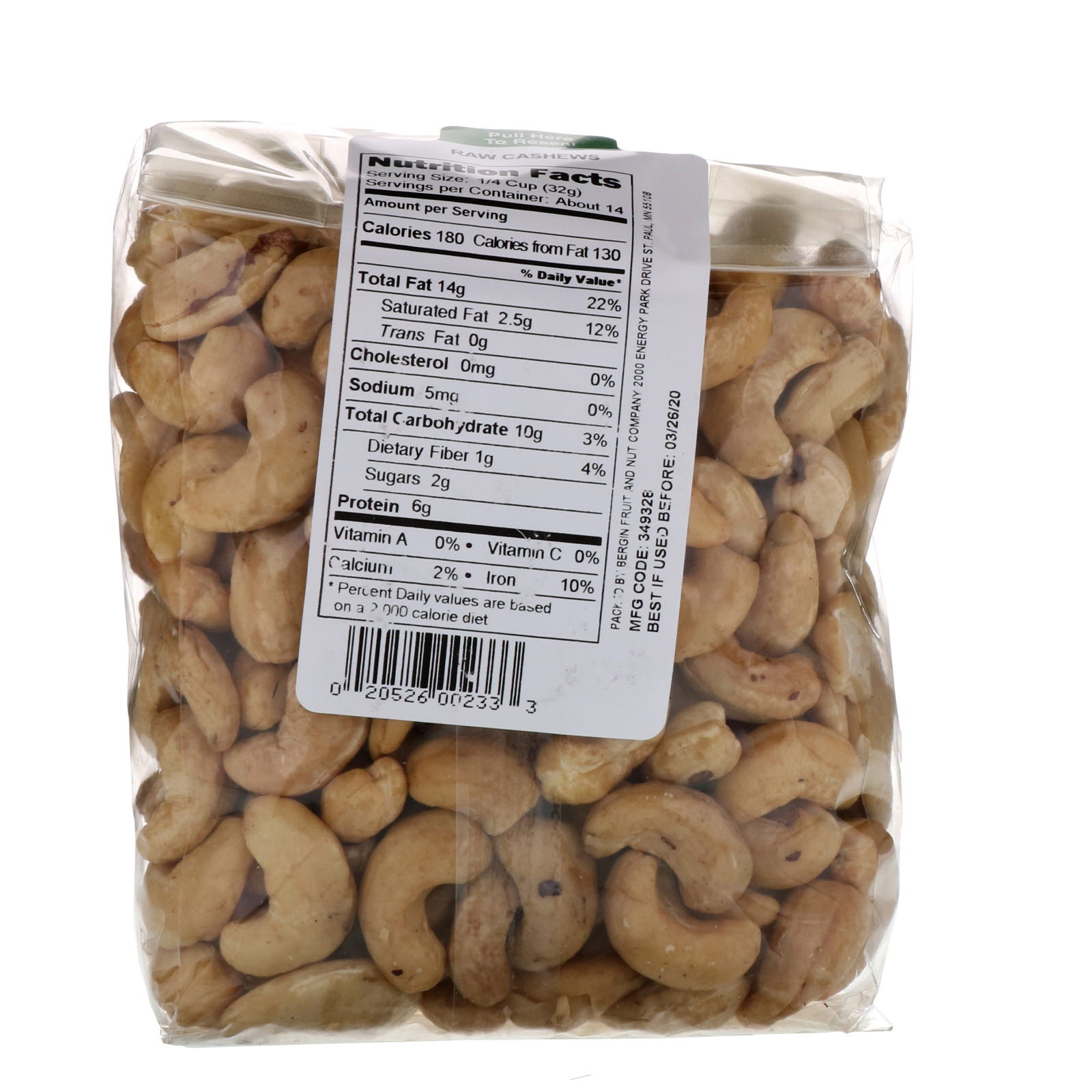 Bergin Fruit and Nut Company, Castanhas de Caju Cruas, 454 g - Imagem 2