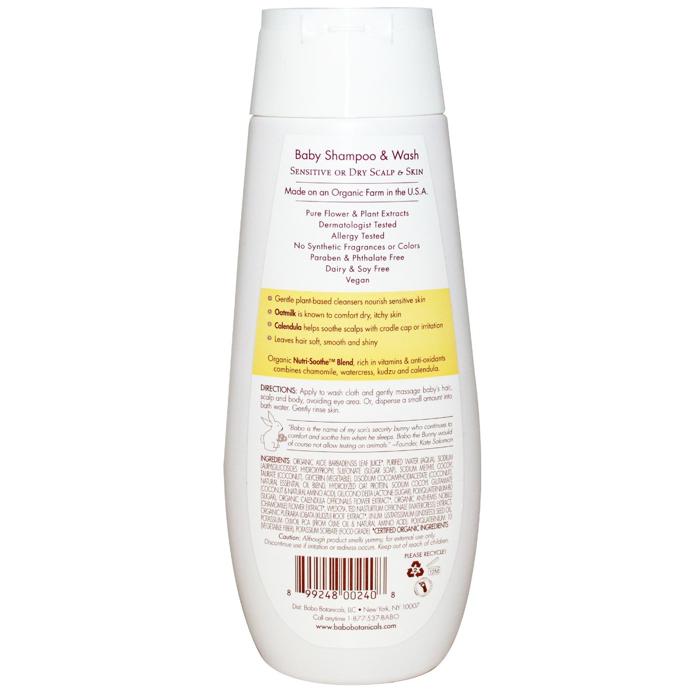 Babo Botanicals Bebê Xampu & Wash, Calêndula - Moisturizing - 8 oz - Imagem 2