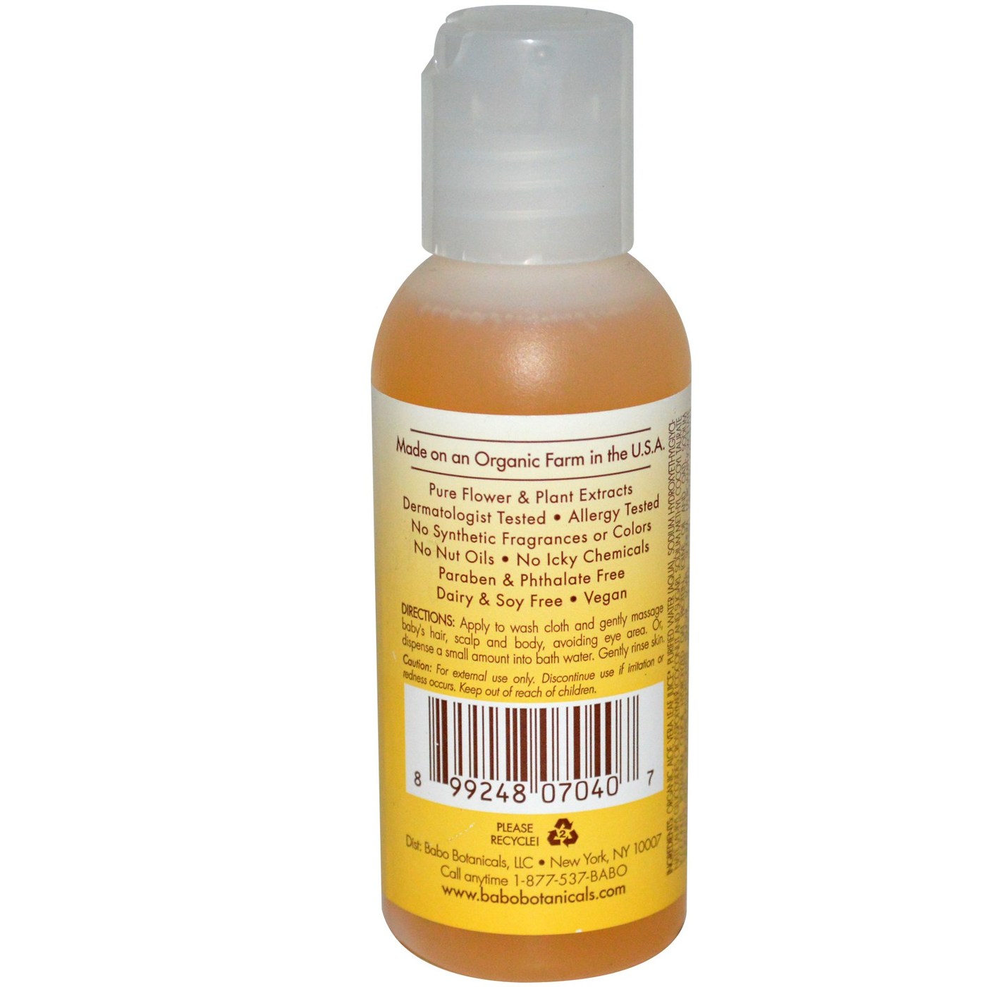 Babo Botanicals Bebê Xampu & Wash , Calêndula - Moisturizing - 2 oz - Imagem 2