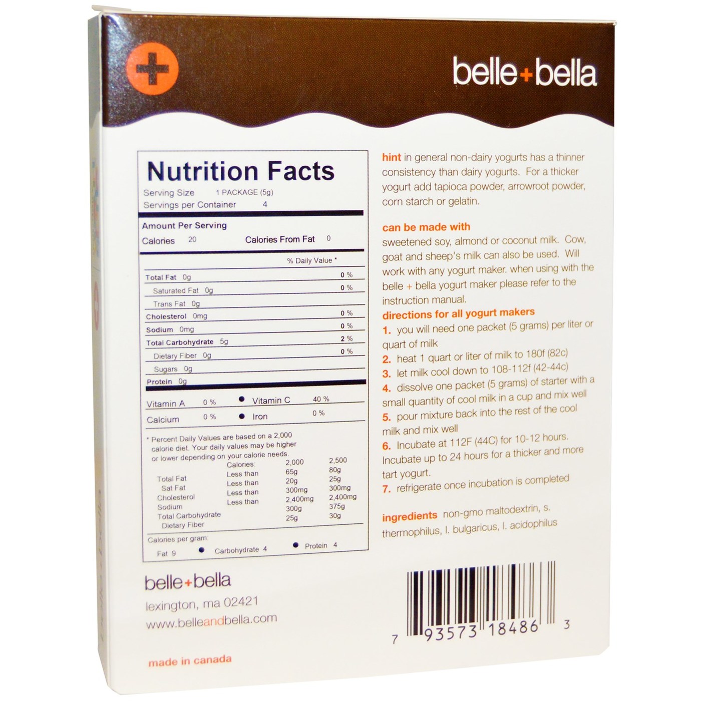 Belle and Bella Non-Dairy Yogurt Starter - 20 grams - Imagem 2