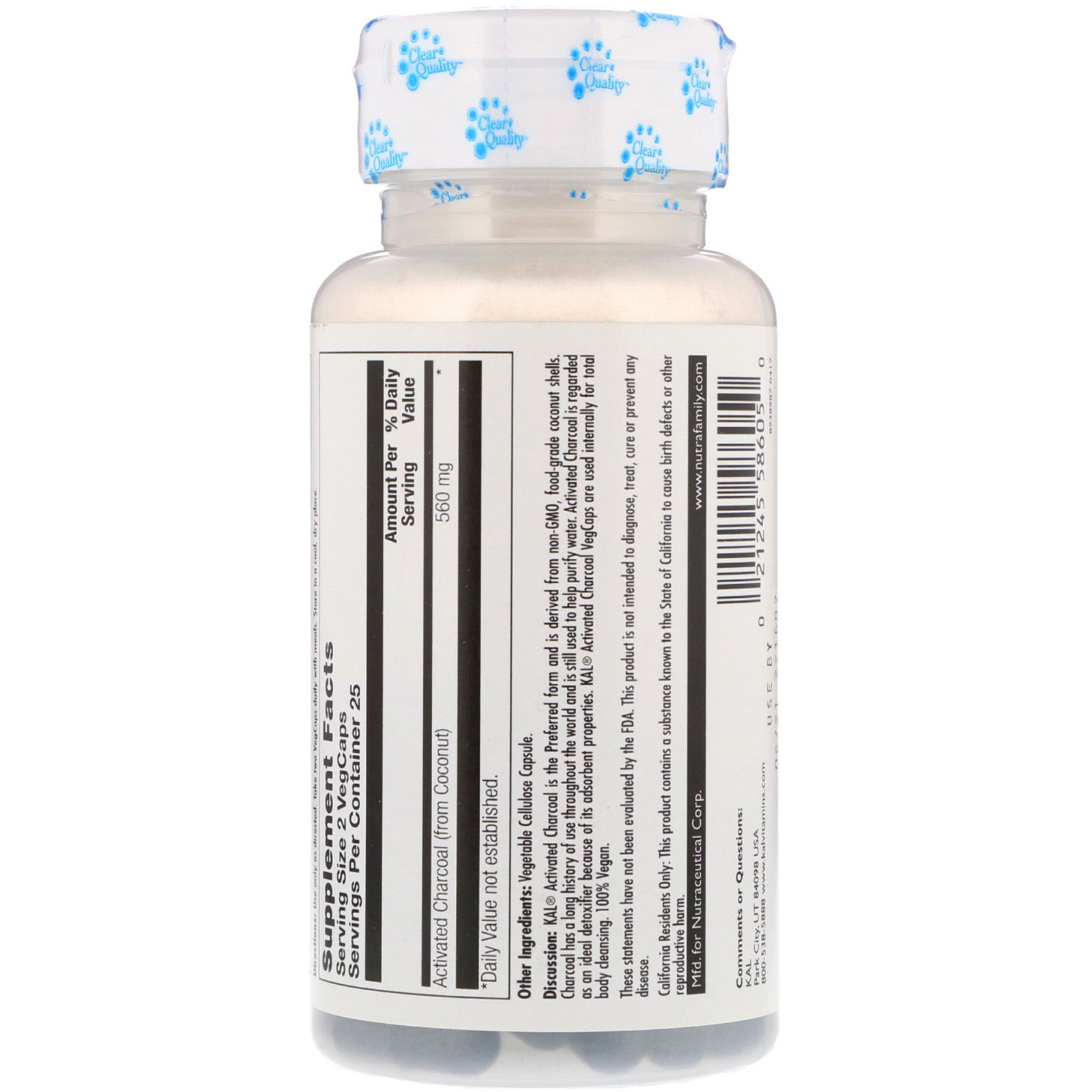 KAL, Charcoal Activated, 280 mg, 50 VegCaps - Imagem 2