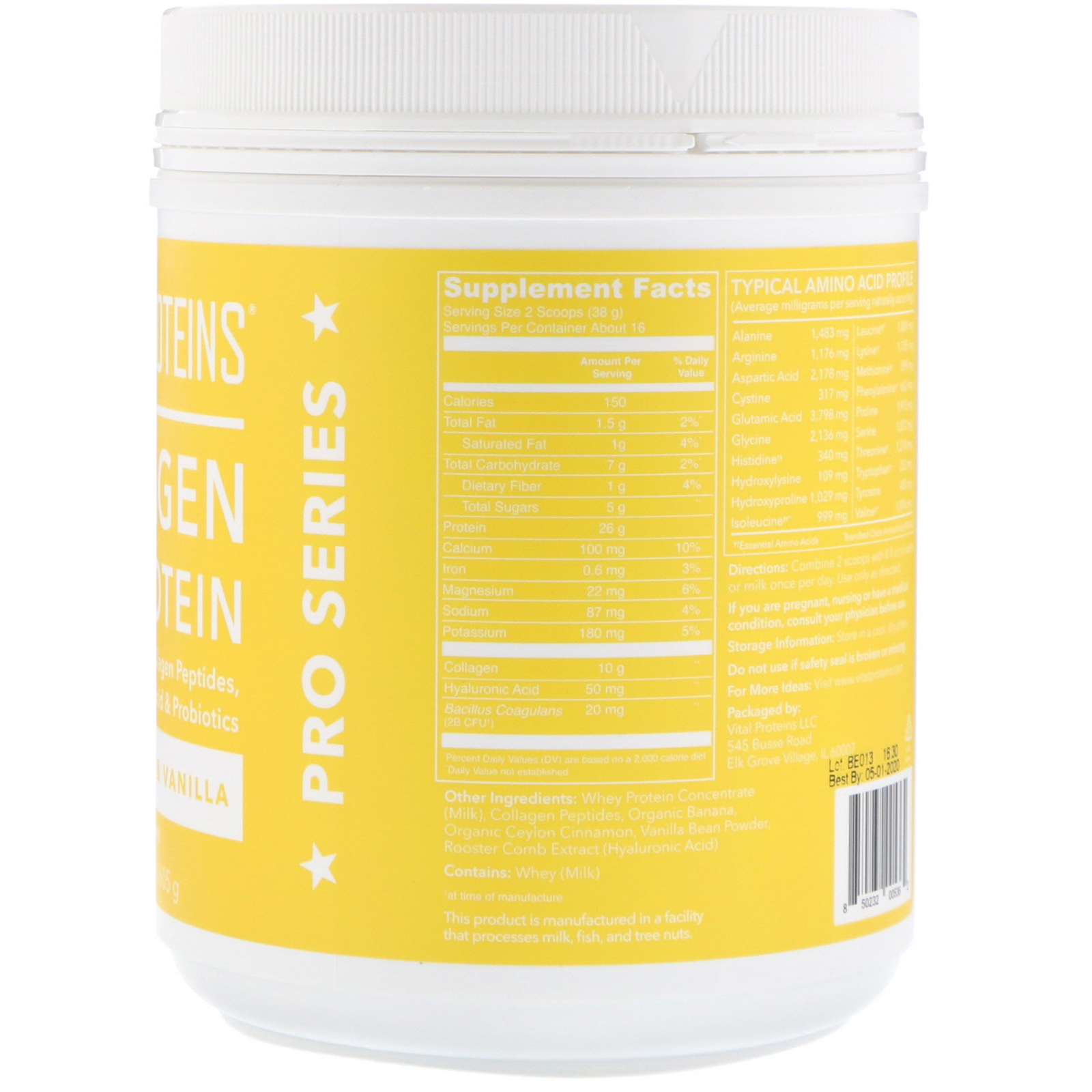 Vital Proteins, Collagen Whey Protein, Banana, Cinnamon & Vanilla, 21.3 oz (605 g) - Imagem 2