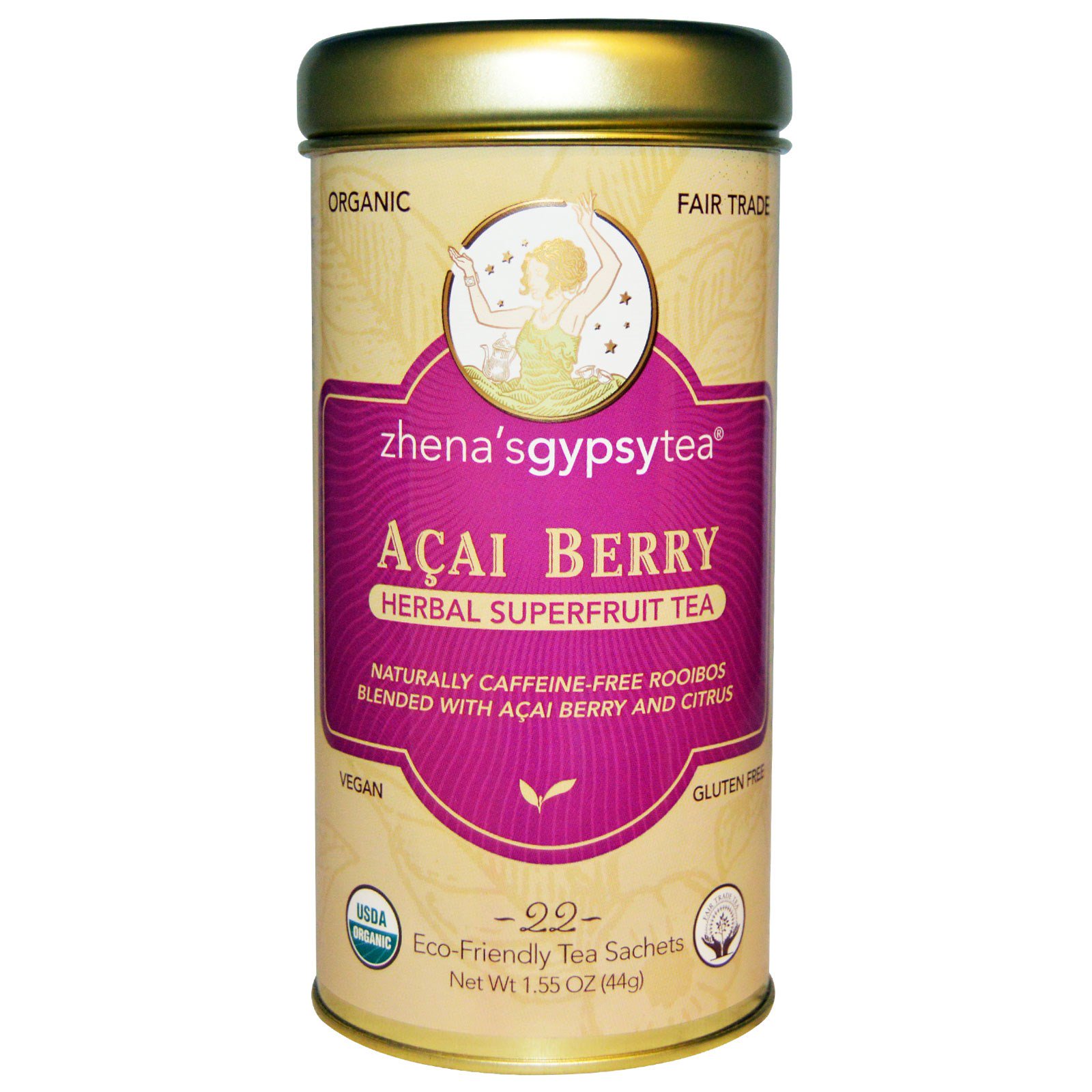 Zhena's Gypsy Tea, Açaí, Chá de Ervas Superfruta, 22 Sachês, 1.55 oz (44 g)