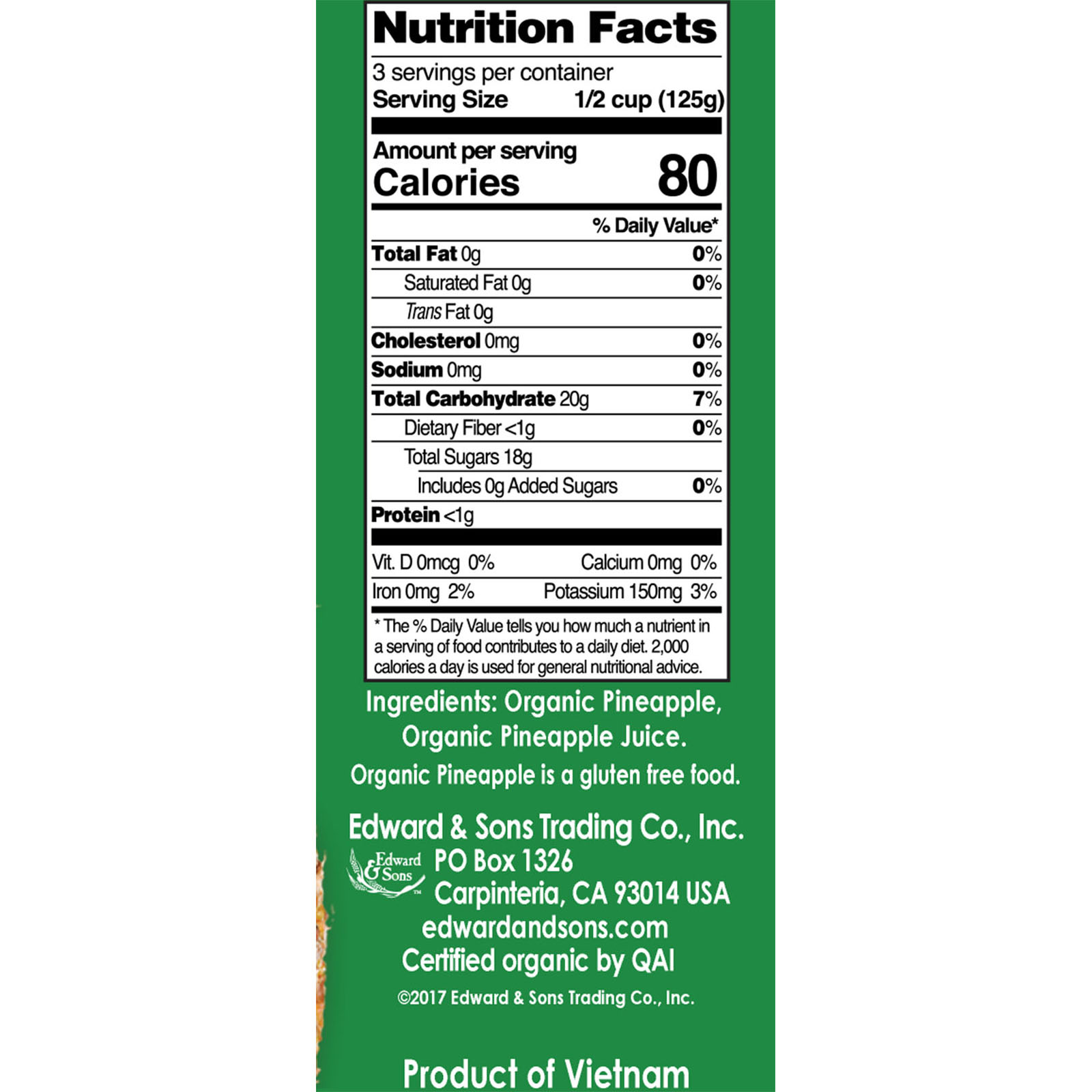 Native Forest, Edward & Sons, Native Forest, 100% Organic Pineapple Chunks, 14 oz (400 g) - Imagem 2