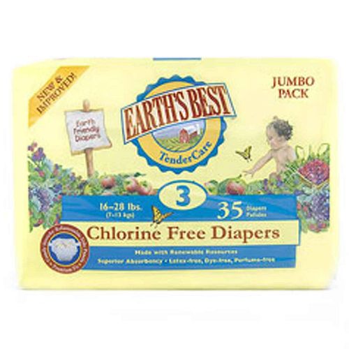 Earth's Best Fraldas de cloro livre 16 to 28 3 lbs5 Contagem - Tamanho 3