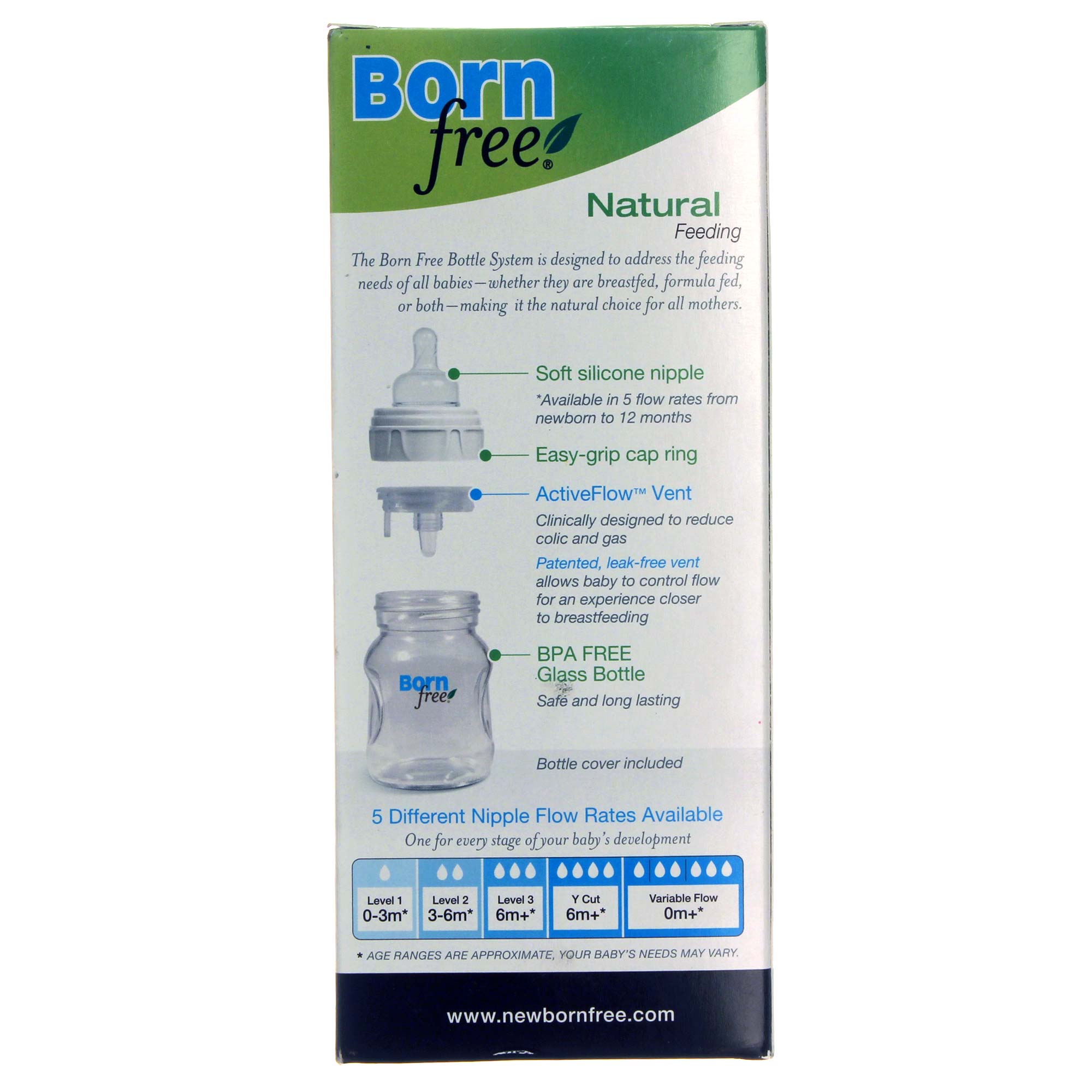 Born Free Wide Neck vidro Bebê Bottle 5 oz Bottle - Imagem 3