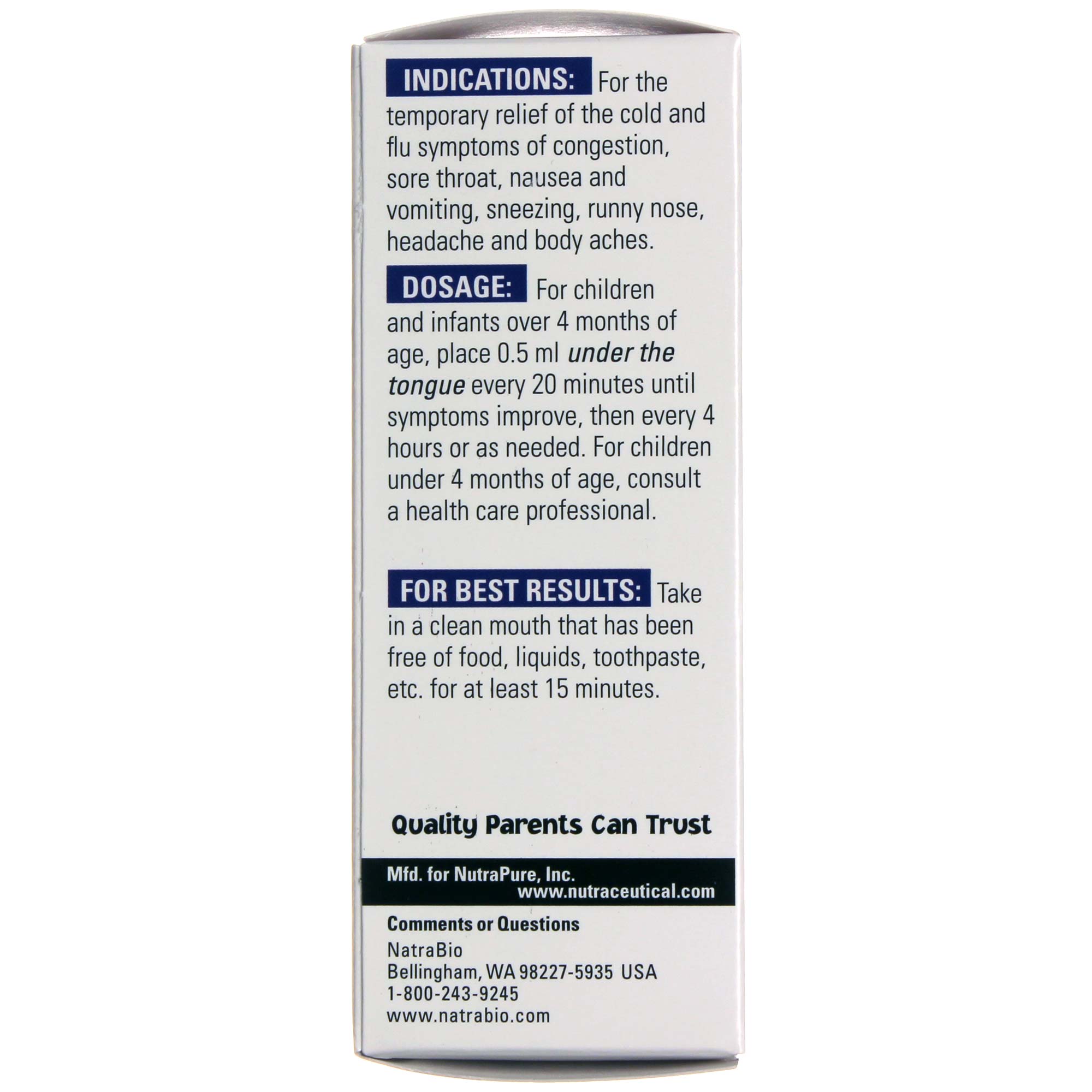 Natra-Bio Infantil Fria e Flu sem sabor 1 fl oz - Imagem 4