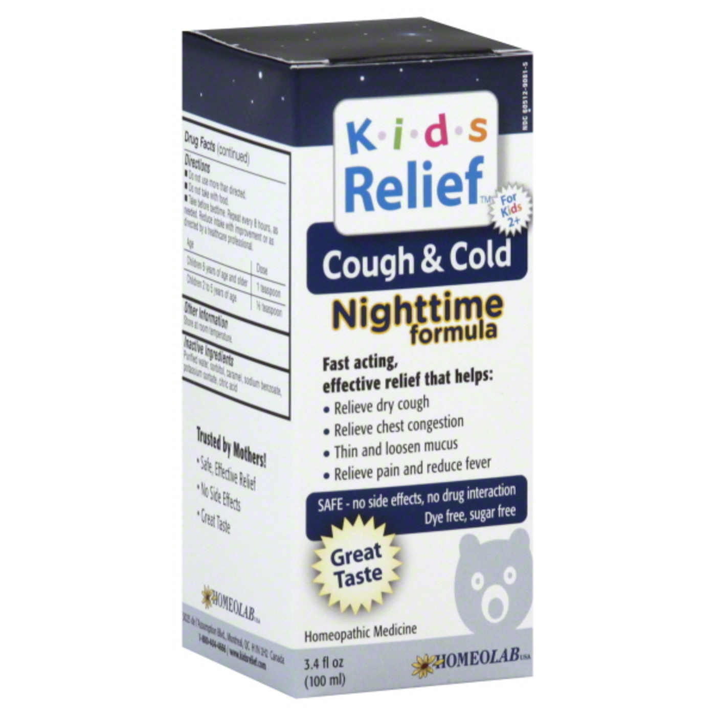 Homeolab USA Crianças Relief Nt Cough & 100ml frio