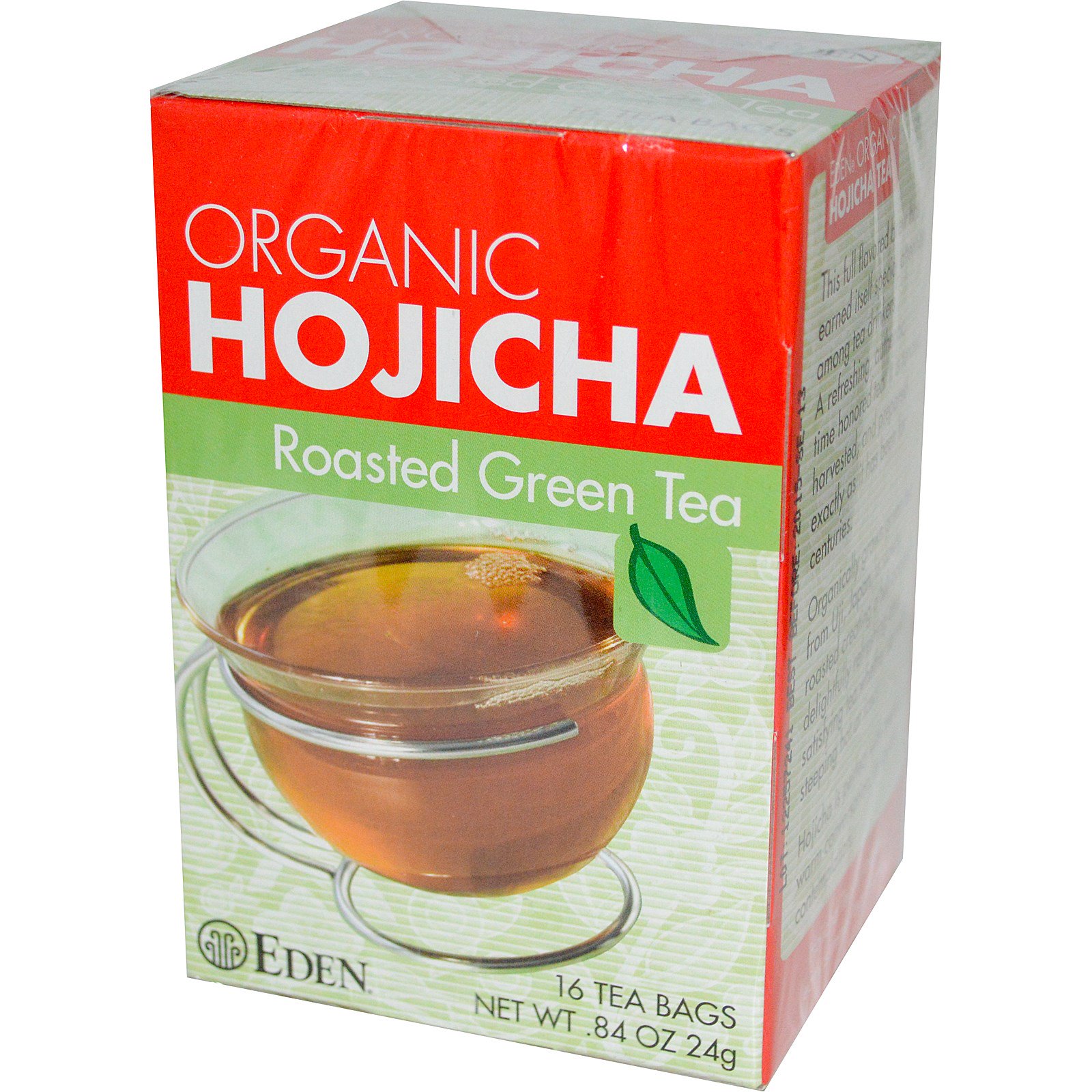 Eden Foods, Hojicha orgânica, chá verde torrado, 16 sacos de chá .84 oz (24 g)